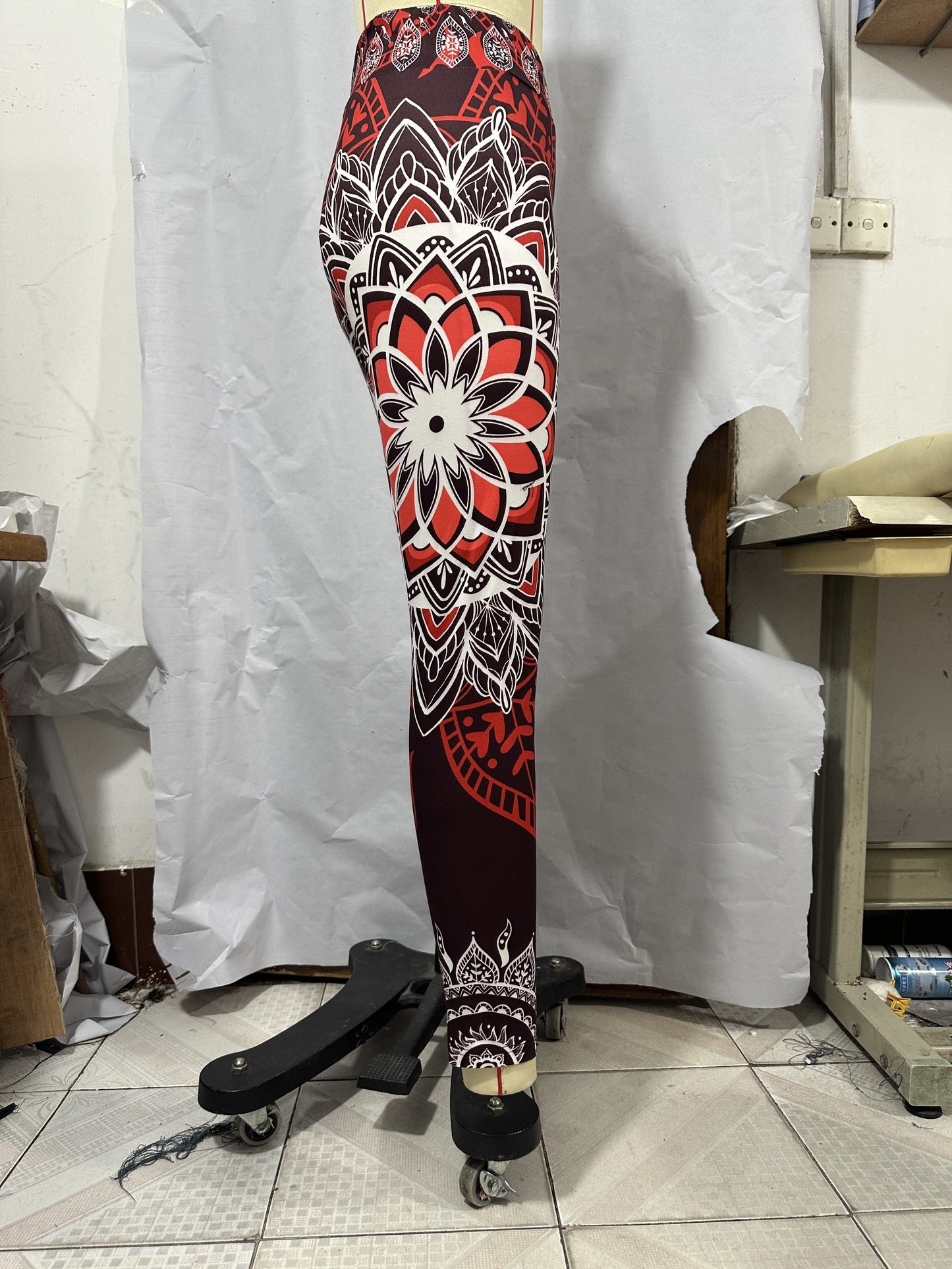 gbolsosEthnic Floral Print Leggings, Sexy High Waist Slim Long Length Leggings, Women's Clothing