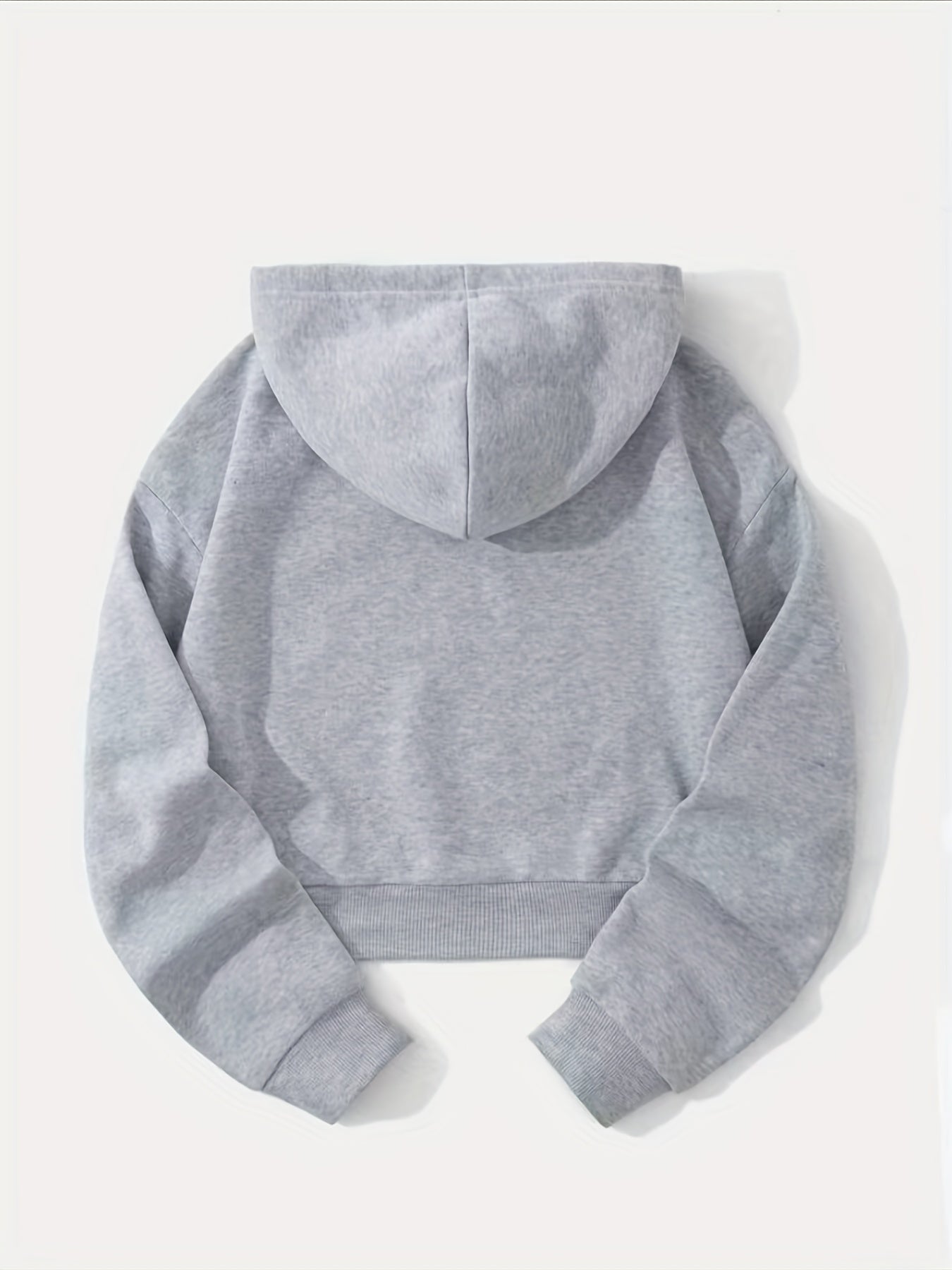 gbolsosLetter Graphic Drop Shoulder Drawstring Crop Hoodie, Casual Sports Long Sleeve Active Sweatshirt, Women's Activewear
