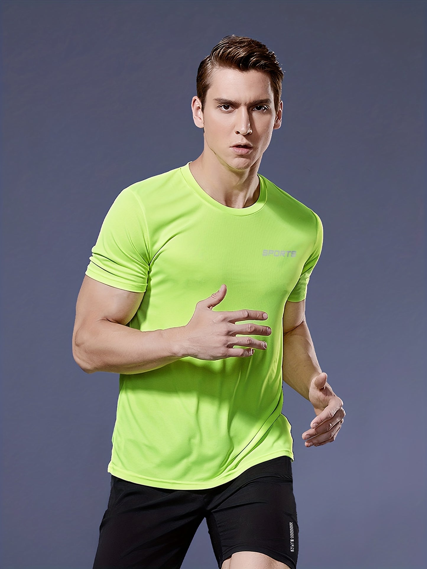 gbolsos Men's Solid Color Ultralight Quick Dry Sport T-Shirt, Breathable Lightweight Top For Fitness Training Workout Running Gym