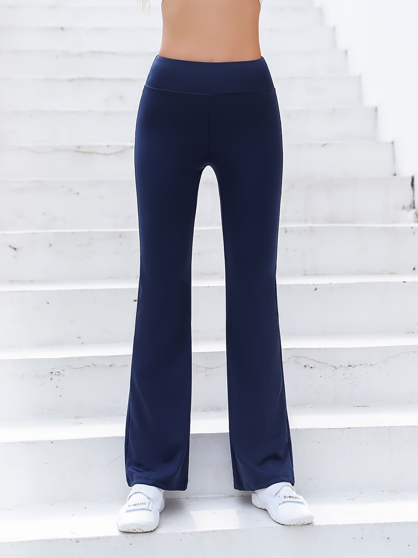 gbolsos Women's Solid Color Flared Pants, High Waist Workout Casual Tummy Control Flared Bootcut Leggings, Women's Activewear