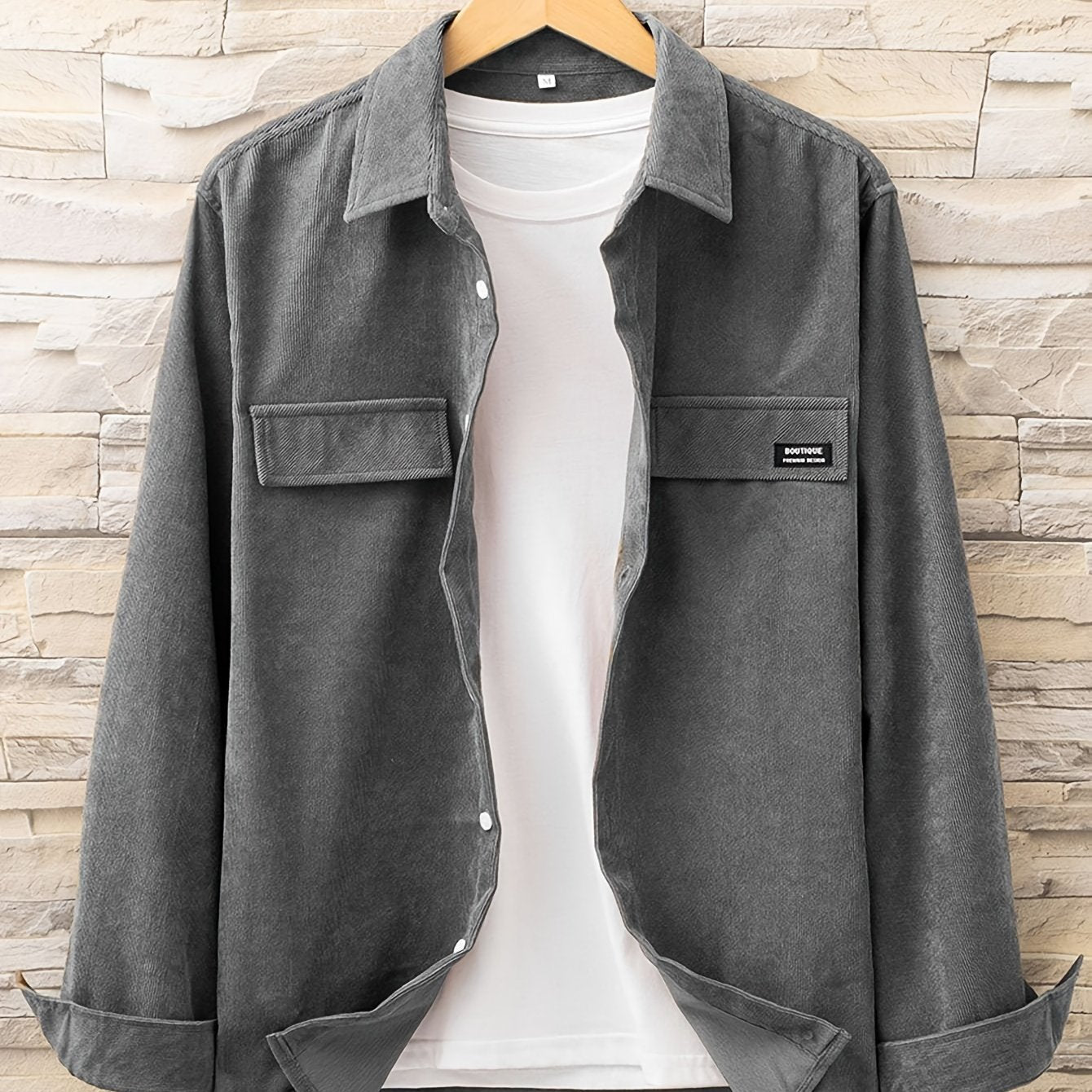 gbolsos Men's Casual Button Up Long Sleeve Shirt With Chest Pocket, Men's Clothes For Spring Summer Autumn, Tops For Men