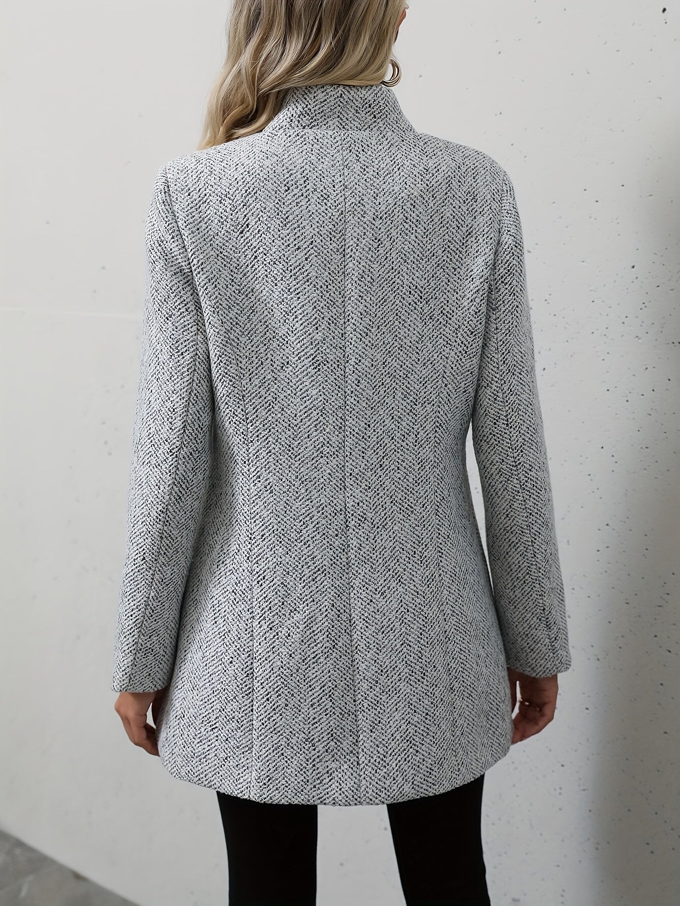 gbolsos Open Front Textured Blazer, Elegant Long Sleeve Blazer For Office & Work, Women's Clothing
