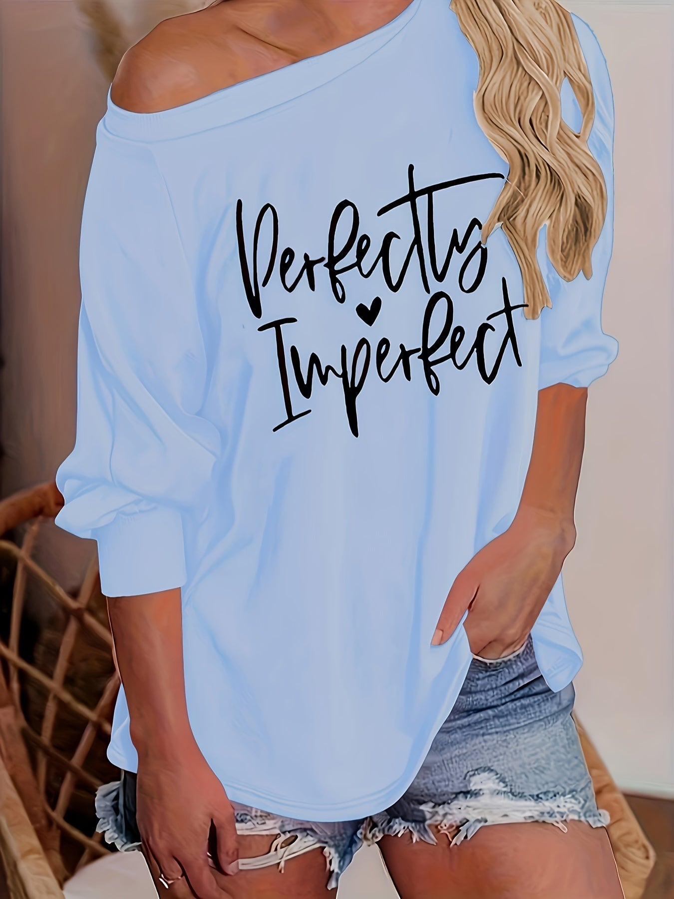 kkboxly Letter Print Raglan Long Sleeve T-Shirt, Casual Crew Neck T-Shirt For Spring & Fall, Women's Clothing