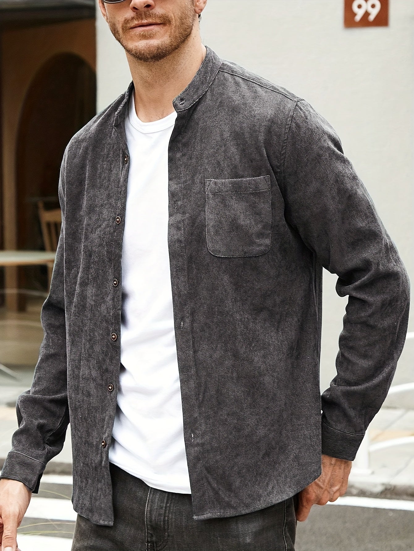 gbolsos Men's Casual Button Up Long Sleeve Shirt With Chest Pocket, Men's Clothes For Spring Summer Autumn, Tops For Men