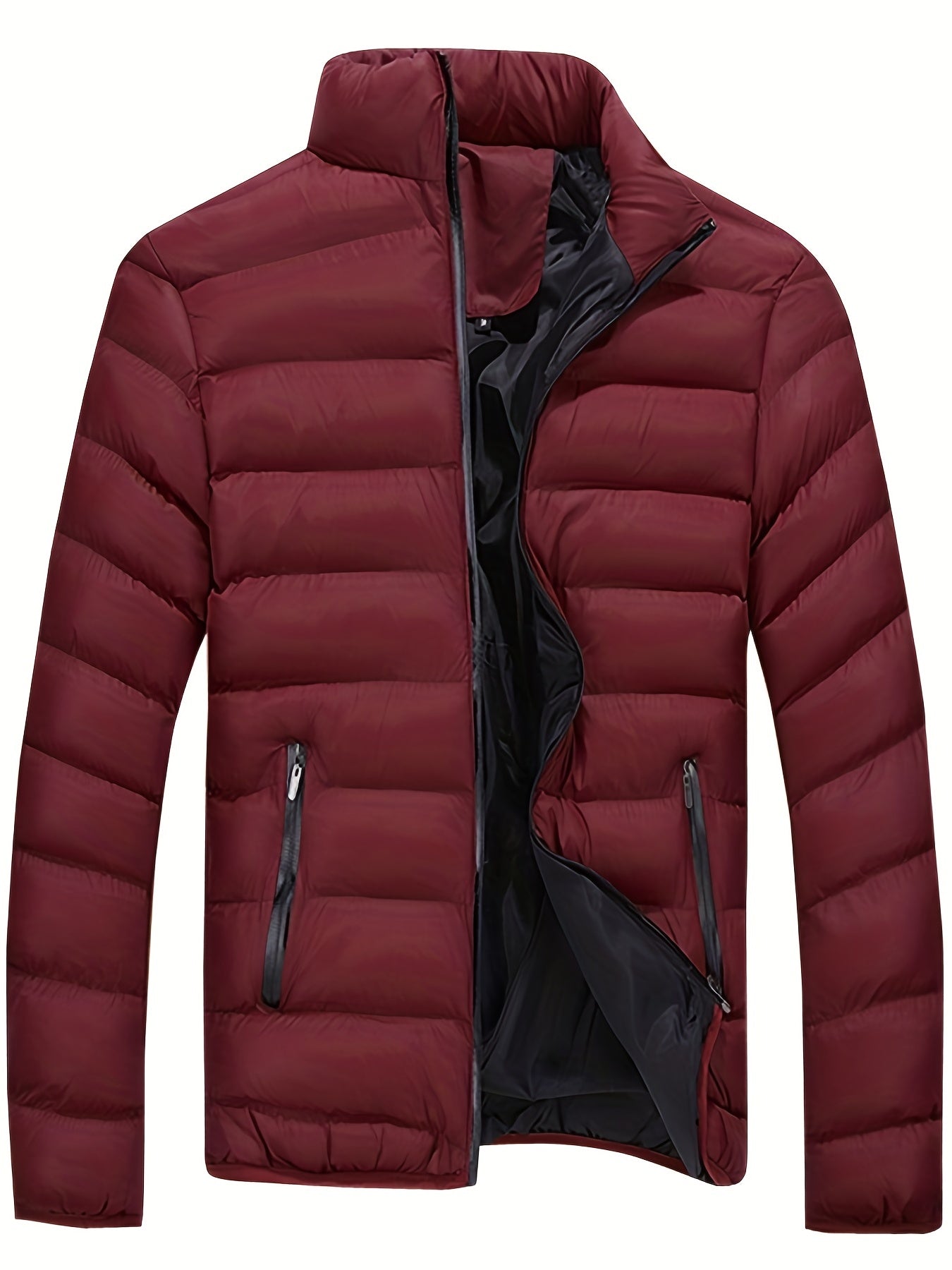 gbolsos Winter Men's Casual Slim Fit Stand Collar Zipper-Up Padded Jacket