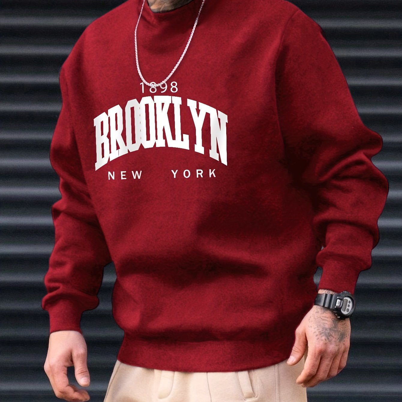 gbolsos Brooklyn Print, Men’s Pullover Sweatshirt, Casual Crew Neck Jumper For Spring Fall, Moisture Wicking And Breathable Sweater, As Gifts