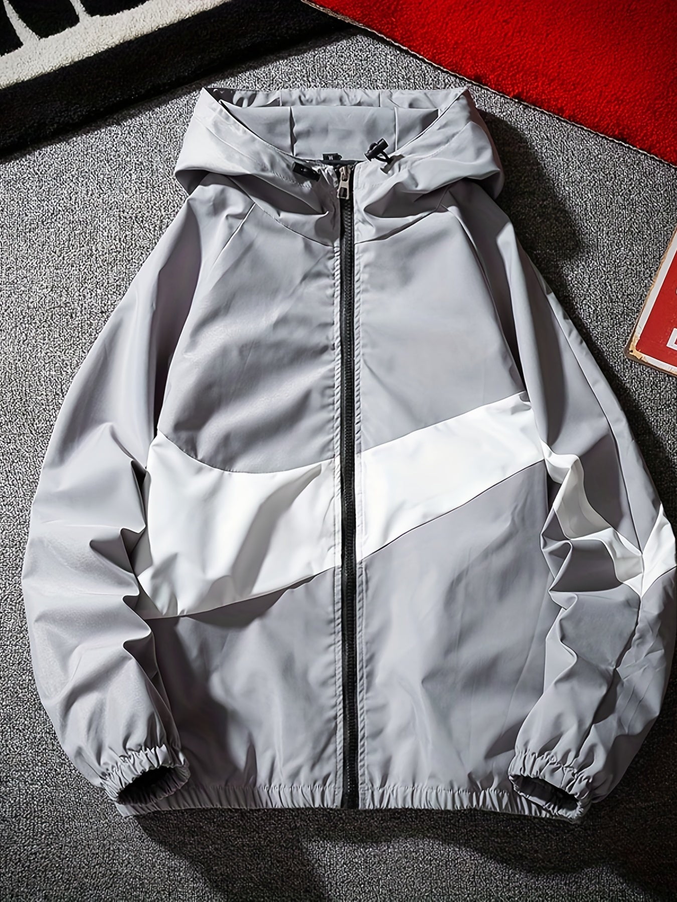 gbolsos Trendy Hooded Jacket, Men's Casual Full Zip Up Sports Jacket Coat College Hipster Windbreaker For Spring Autumn Men Teenager Student