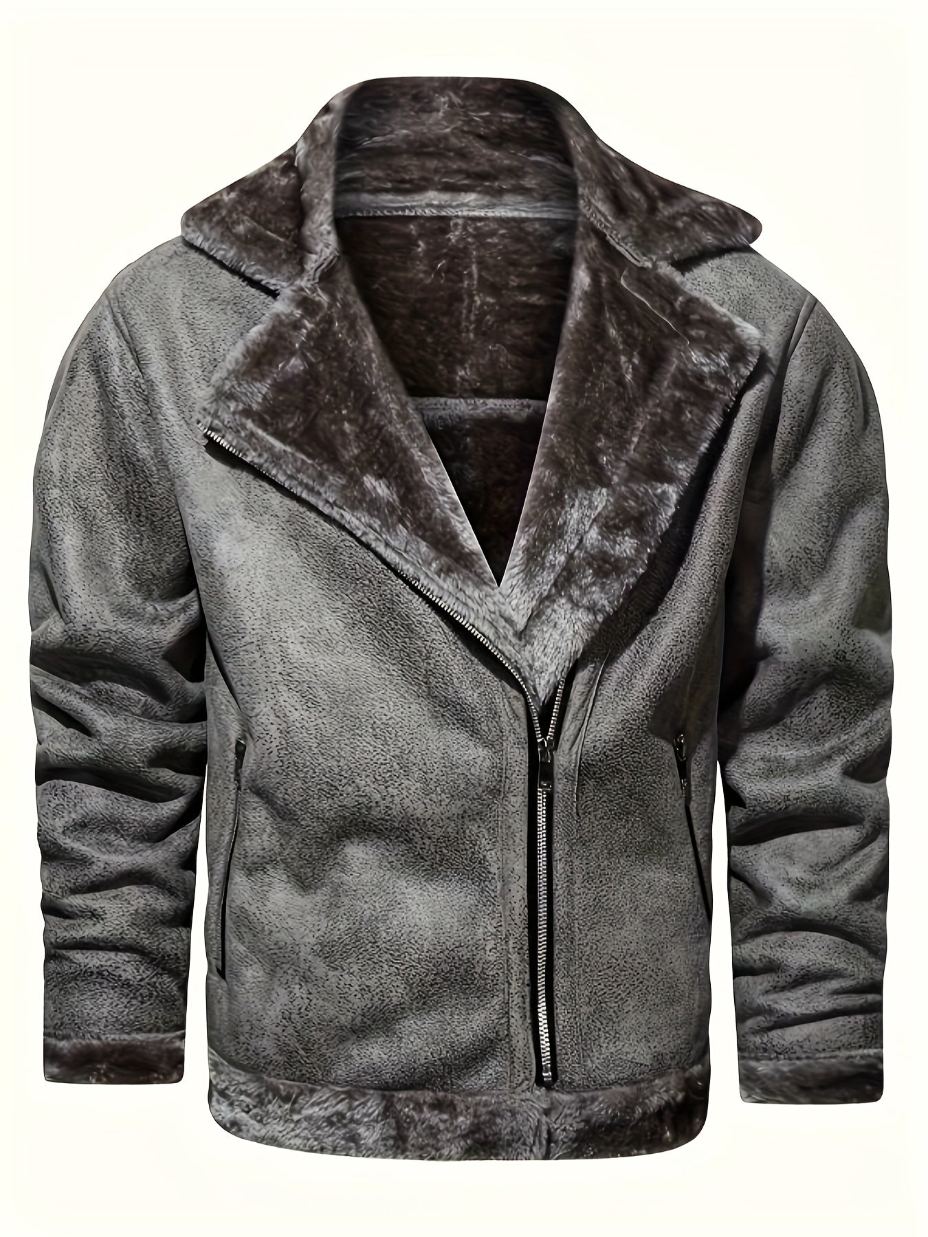 gbolsos Men's Pu Jacket, Chic Faux Leather Jacket For Fall Winter