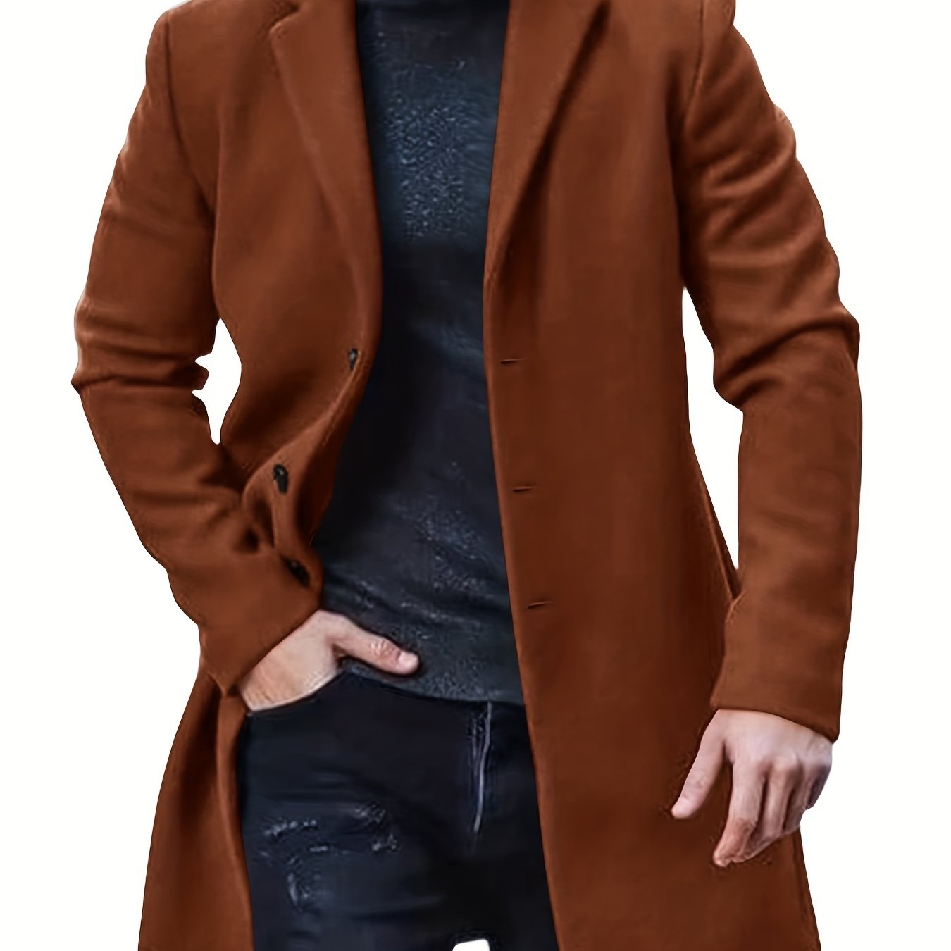 gbolsos Men's Retro Trench Coat, Semi-formal Warm Single Breasted Overcoat For Fall Winter Business