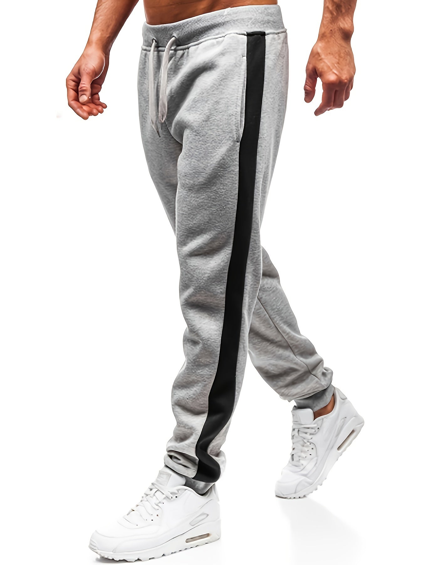 gbolsos Men's Color Block Drawstring Sweatpants, Elastic Waist Active Pants Jogger Pants Men's Clothes Fall Winter Bottoms