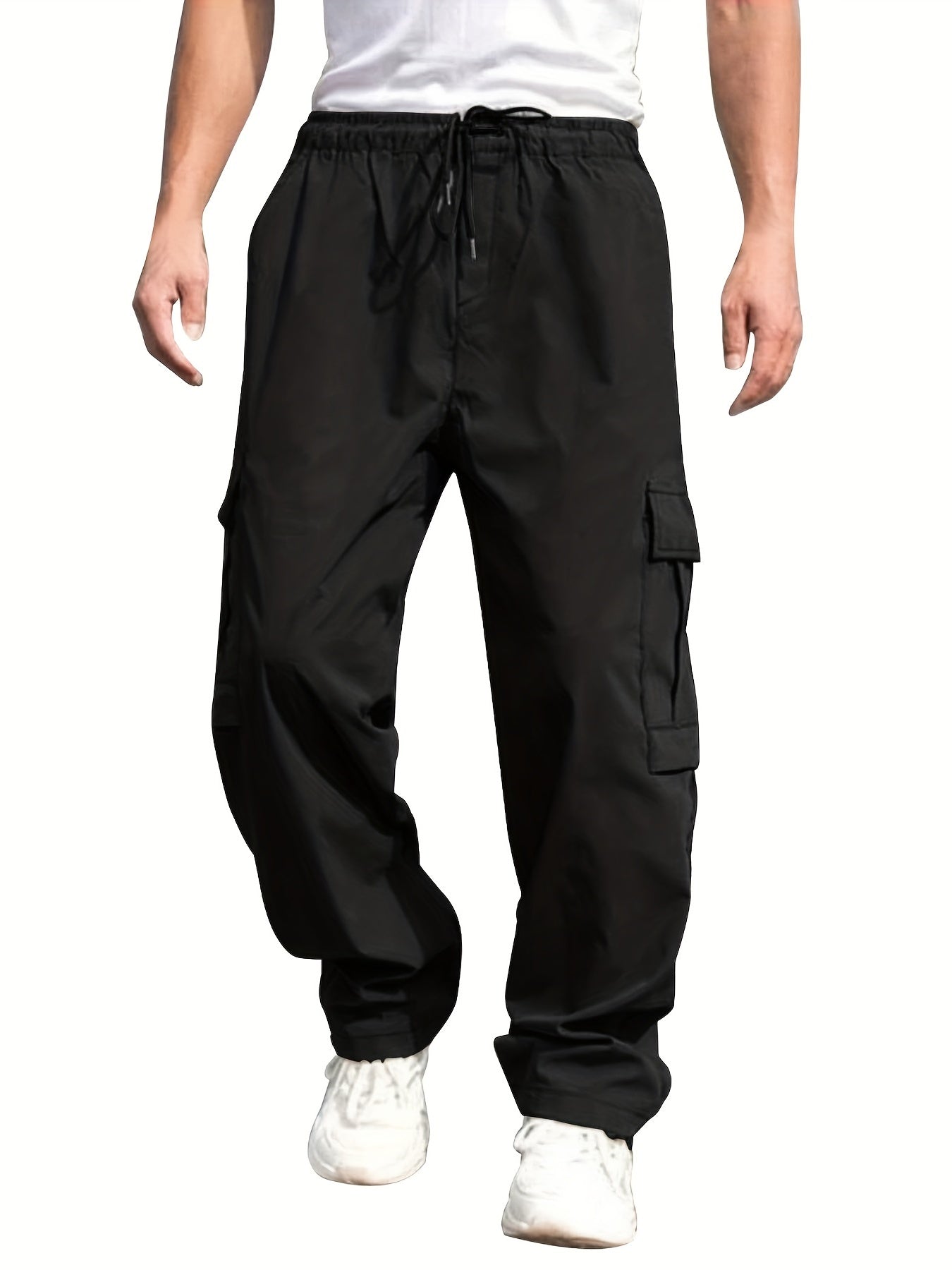 gbolsos Loose Fit Multi Pocket Joggers, Men's Street Style Waist Drawstring Casual Pants Cargo Pants For Fitness Outdoor Activities