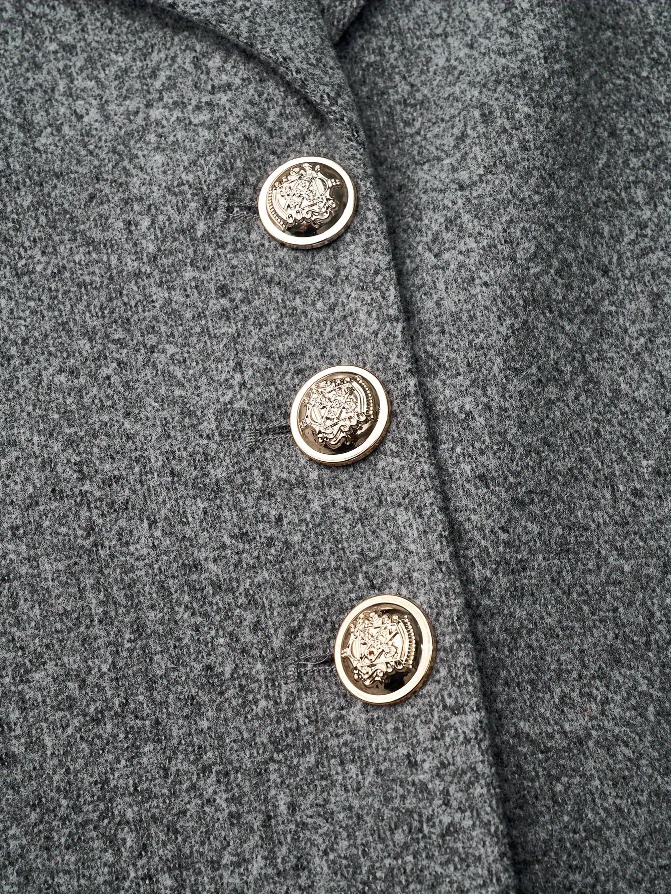Plus Size Casual Coat, Women's Plus Solid Long Sleeve Button Up Lapel Collar Nipped Waist Tunic Woolen Coat