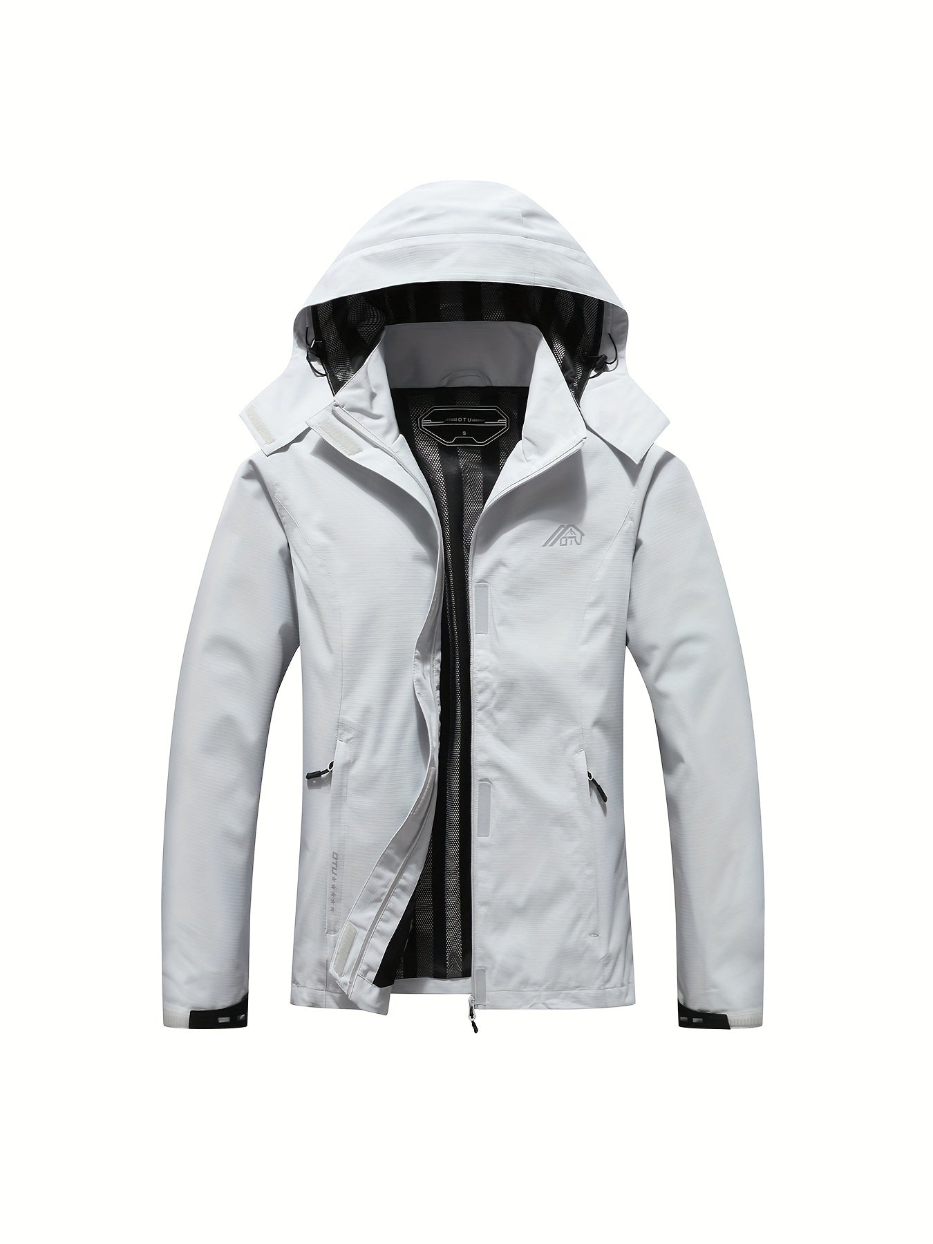 gbolsos Solid Color Waterproof Windproof Hooded Outdoor Jacket For Hiking Montaineering, Women's Outdoor Clothing