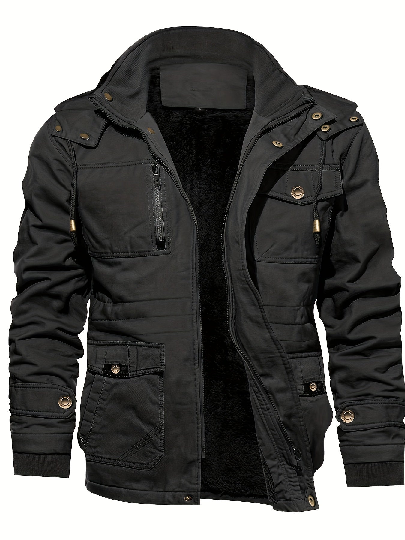 gbolsos Men's Hooded Military Tactical Jacket Windbreak Fleece Coat