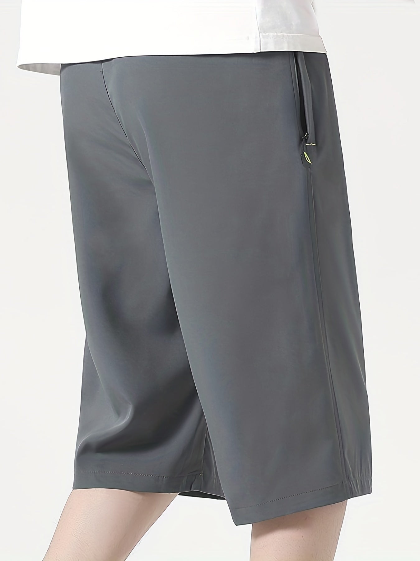 gbolsos Quick Drying Cool Breathable Active Shorts, Men's Casual Stretch Zipper Pockets Shorts For Summer