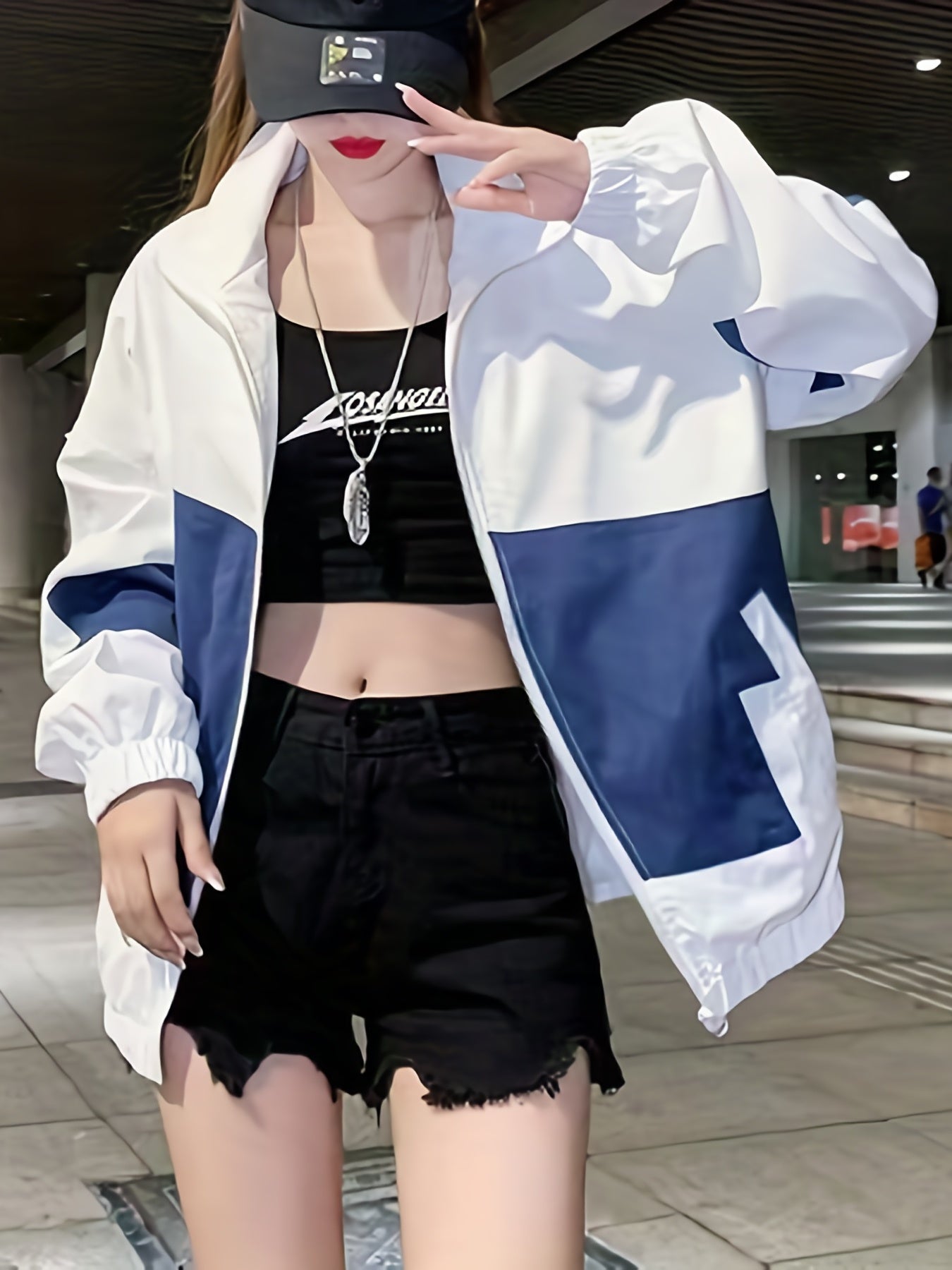 gbolsos Color Block Zip Up Jacket, Casual Long Sleeve Jacket For Fall & Winter, Women's Clothing