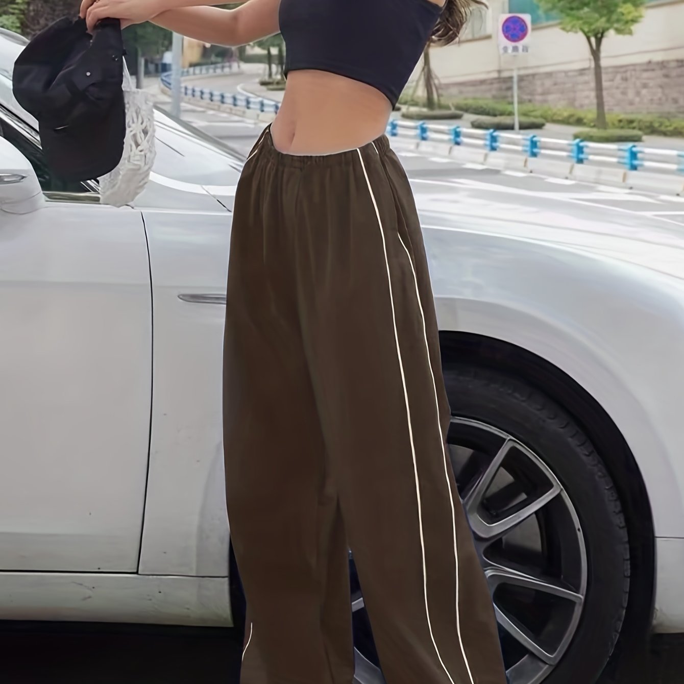 gbolsos Y2K Loose Pants, Elastic Waist Casual Quick Dry Pants For Spring & Summer, Women's Clothing