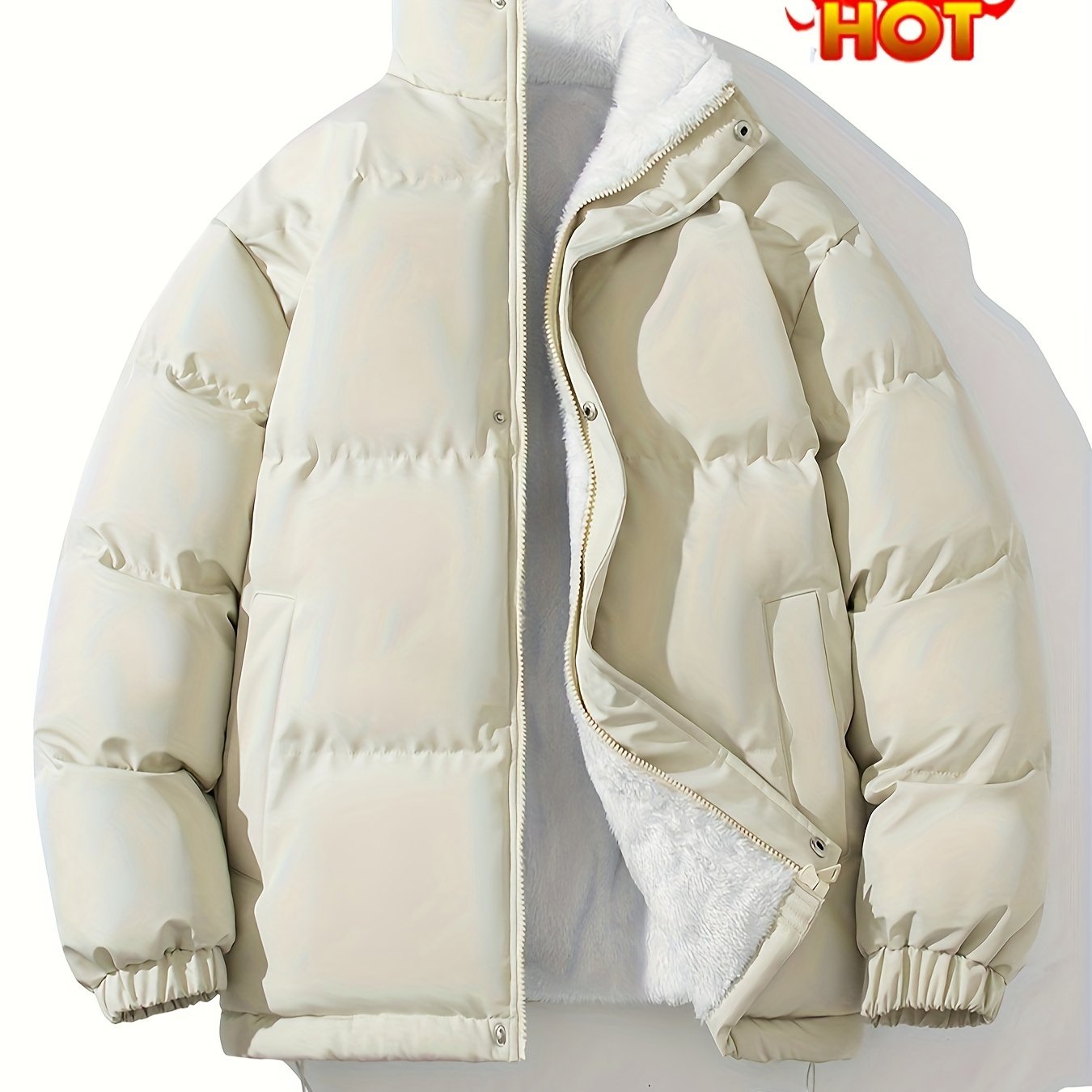 Classic Warm Solid Jacket, Casual Zip Up Comfy Padded Coat For Fall Winter Outdoor