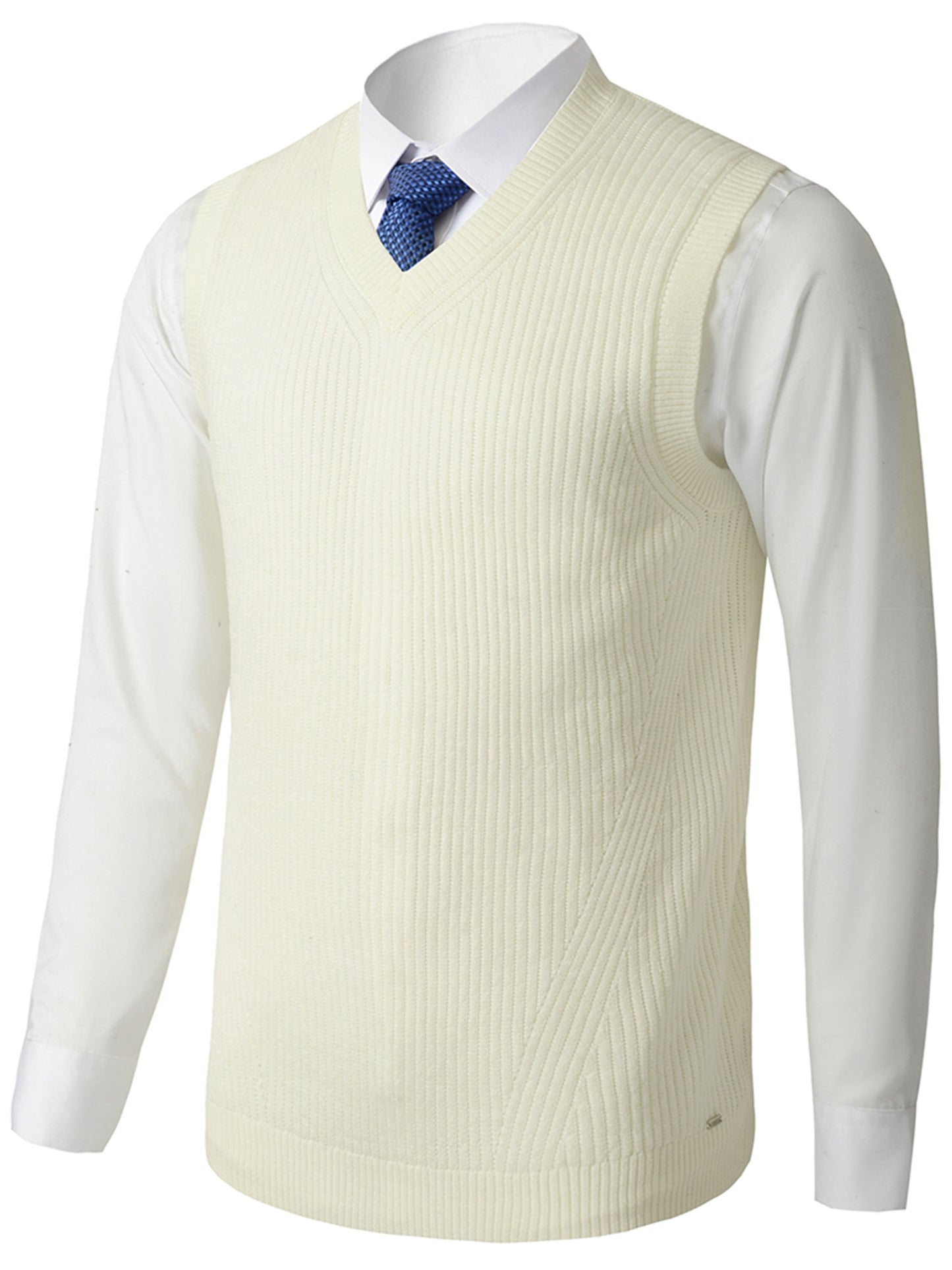 gbolsos Men's V Neck Sweater Vest, Pullover Solid Color Sleeveless Sweaters Vest, Preppy Style