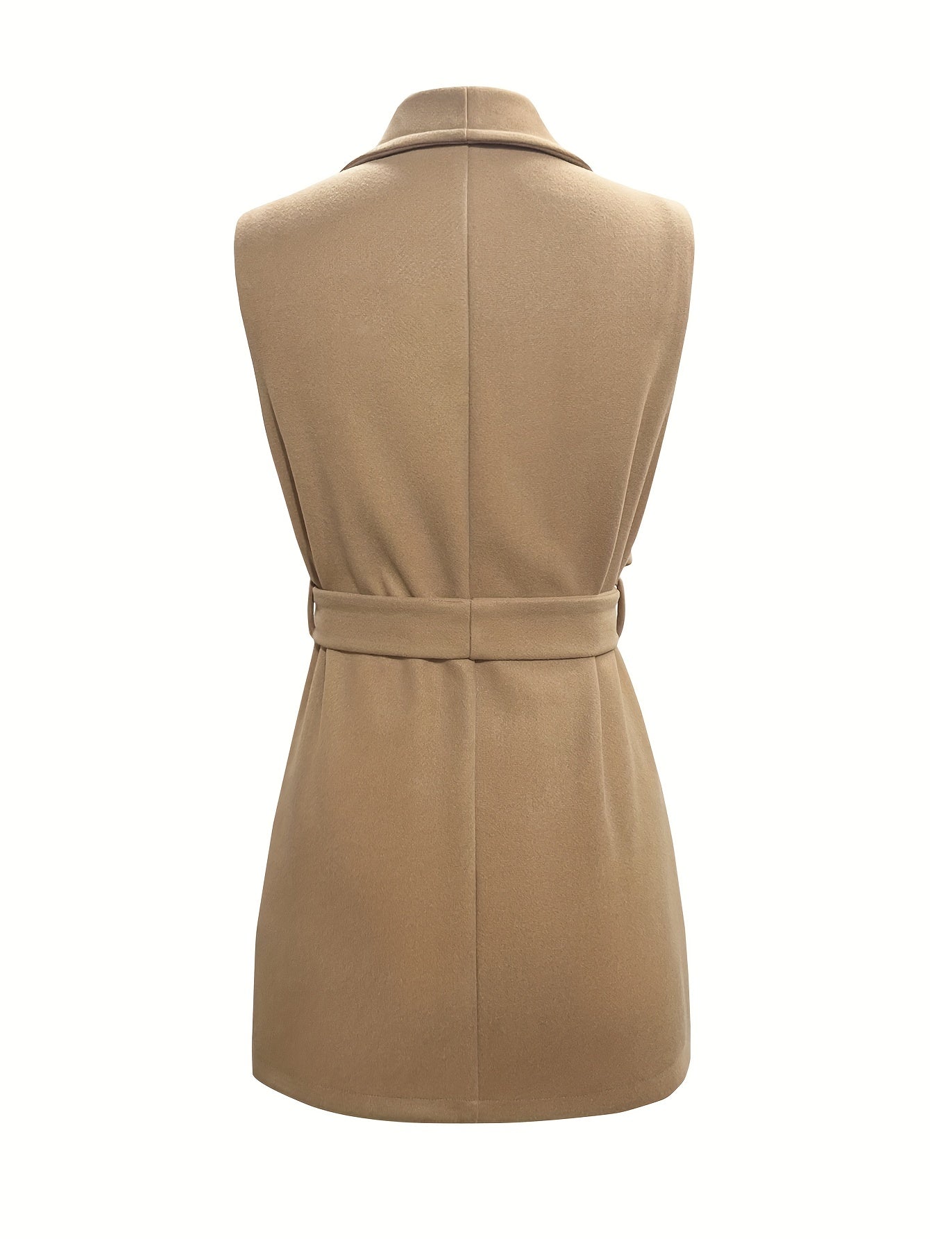 gbolsos Solid Waterfall Collar Vest, Elegant Sleeveless Bodycon Vest, Women's Clothing