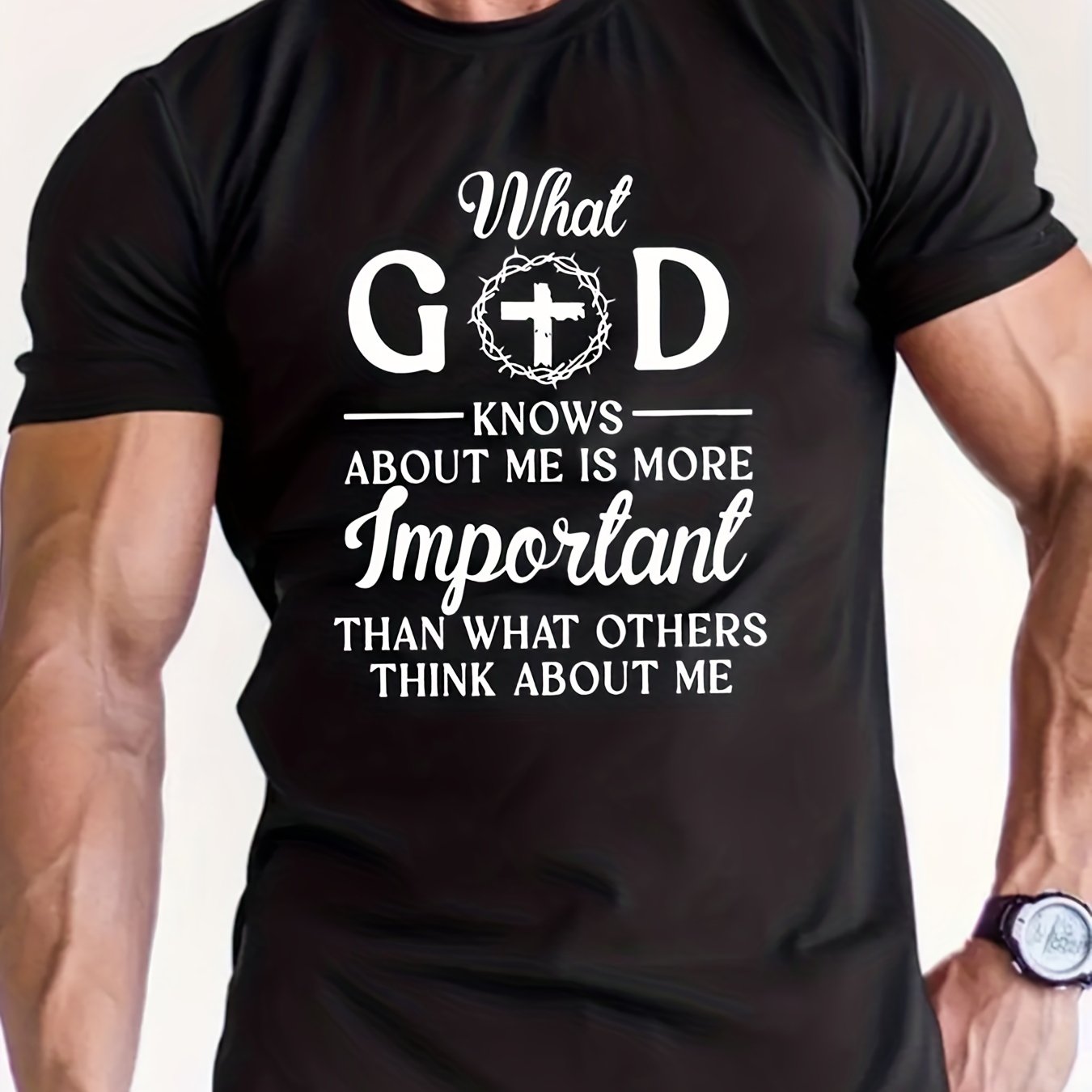 gbolsos 'What God Knows About Me' Print T Shirt, Tees For Men, Casual Short Sleeve Tshirt For Summer Spring Fall, Tops As Gifts