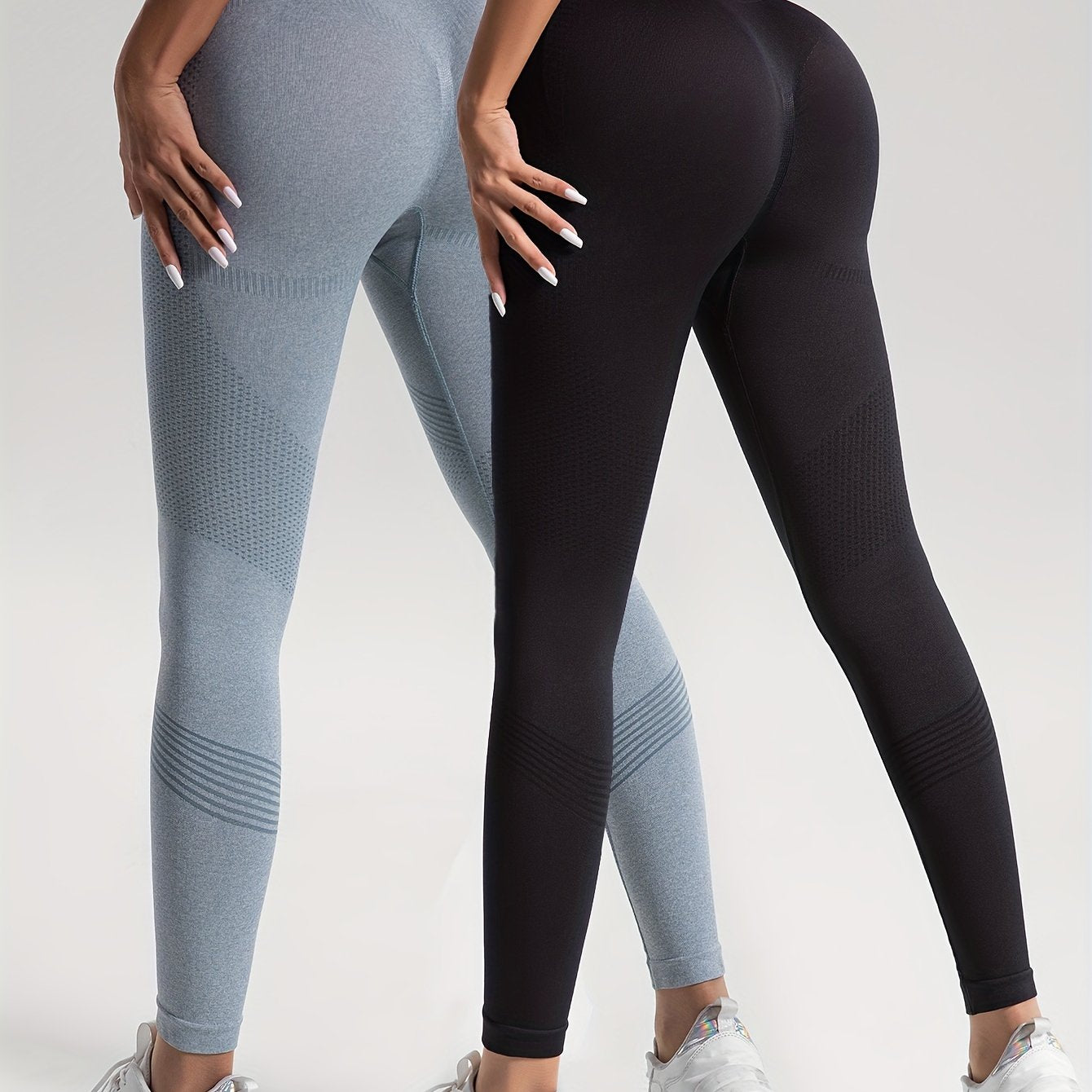 gbolsos 2pcs Solid Color High-Stretch Fitness Yoga Sports Leggings, Soft Breathable Yoga Tight Pants, Women's Activewear