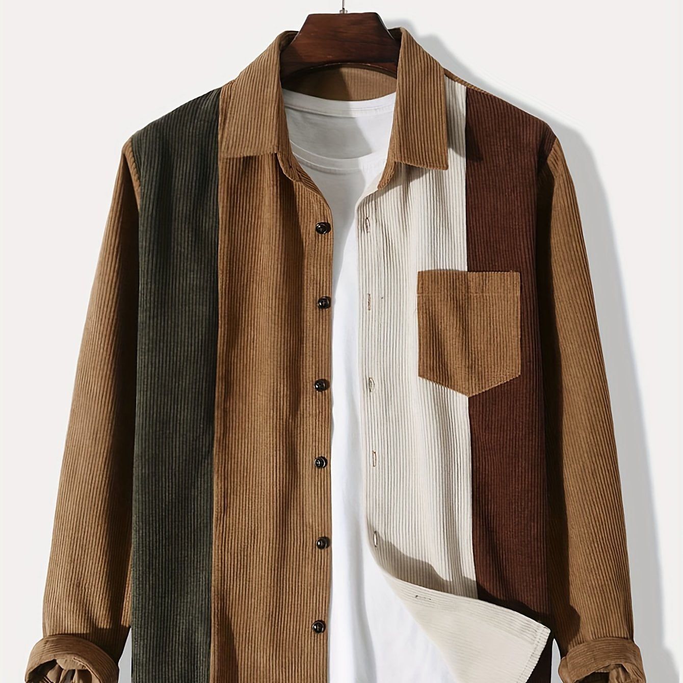 gbolsos Fashionable And Simple Men's Long Sleeve Multicolor Patchwork Casual Lapel Simple Jacket, Trendy And Versatile, Suitable For Dates
