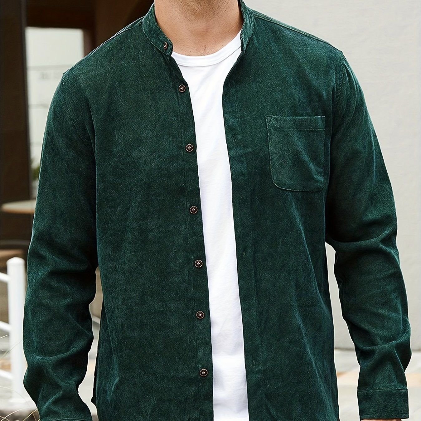 gbolsos Men's Casual Button Up Long Sleeve Shirt With Chest Pocket, Men's Clothes For Spring Summer Autumn, Tops For Men