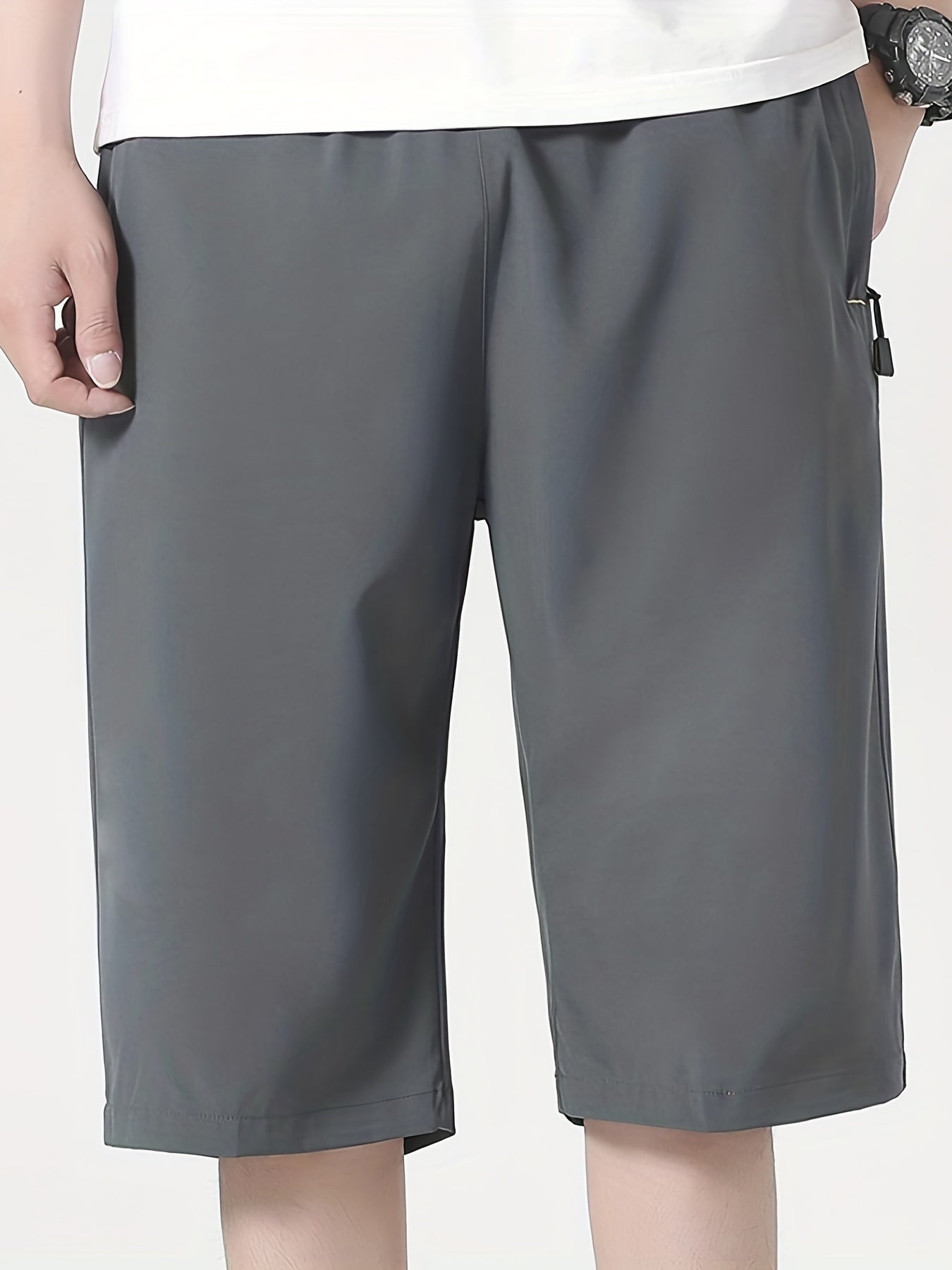 gbolsos Quick Drying Cool Breathable Active Shorts, Men's Casual Stretch Zipper Pockets Shorts For Summer
