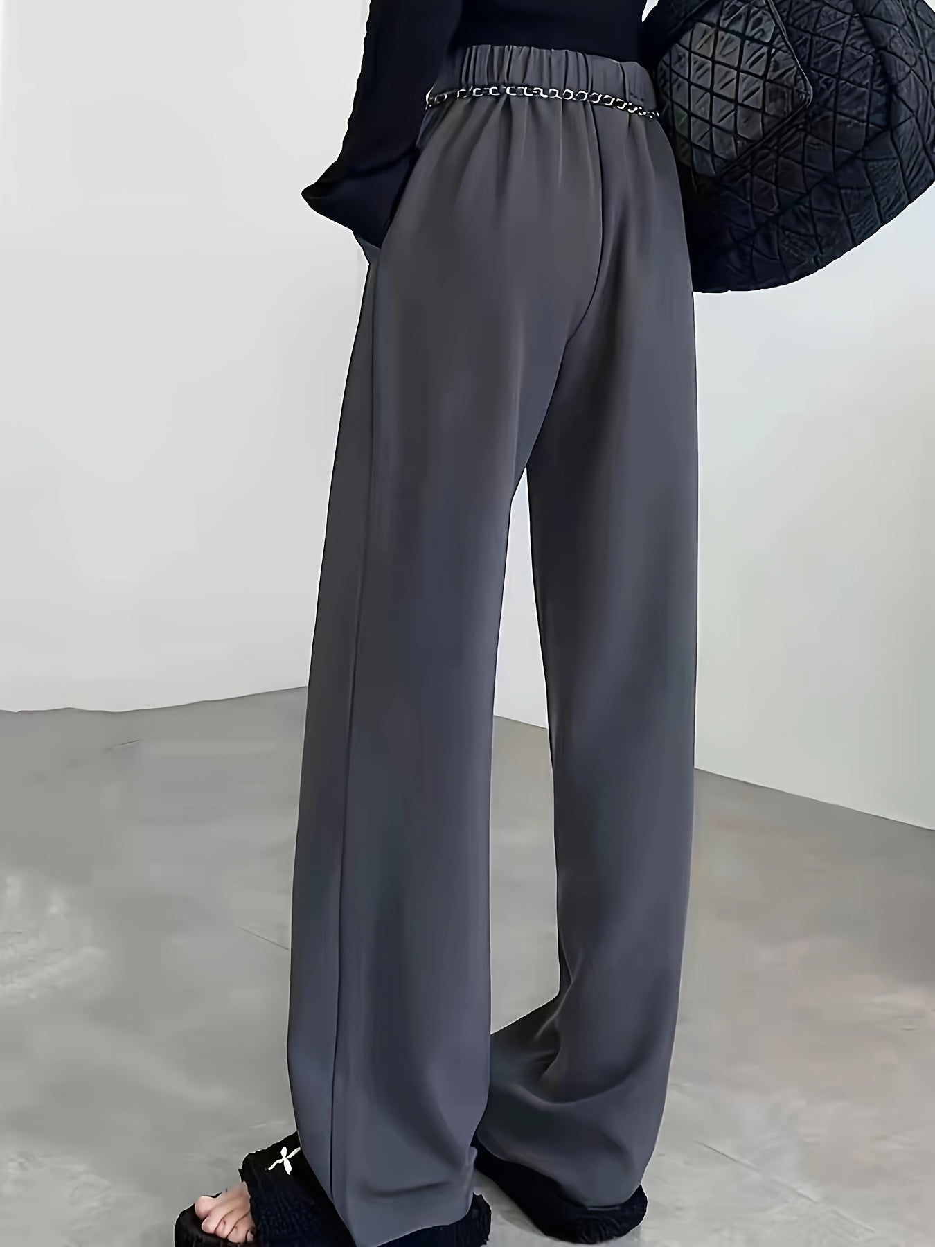 gbolsos Straight Leg Trouser, High Waist Casual Pants For Spring & Fall, Women's Clothing