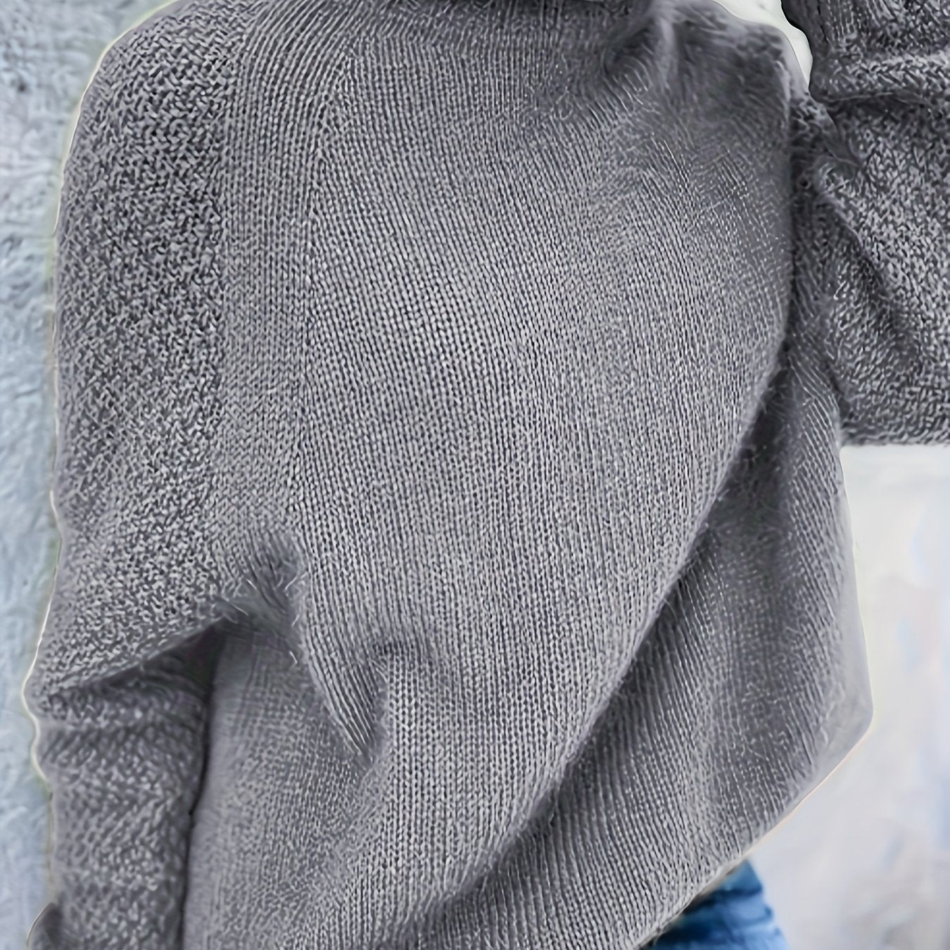 gbolsos Solid Turtle Neck Loose Pullover Sweater, Casual Long Sleeve Raglan Shoulder Sweater, Women's Clothing