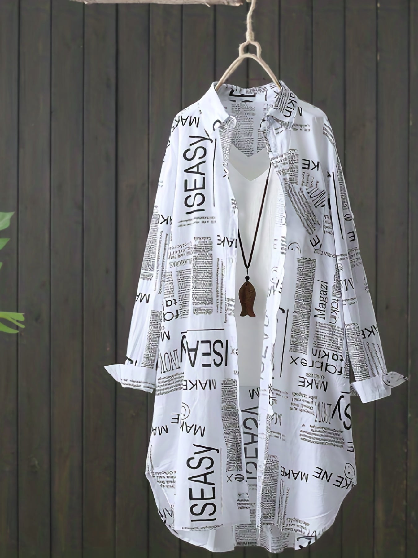 Plaid Print Dipped Hem Shirt, Casual Mid Length Button Front Turn Down Collar Long Sleeve Shirt, Women's Clothing