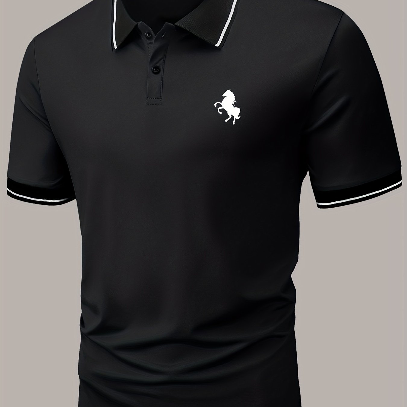 Men's Lapel Polo Shirt Short Sleeve Casual Slight Stretch Button Regular Summer Wear