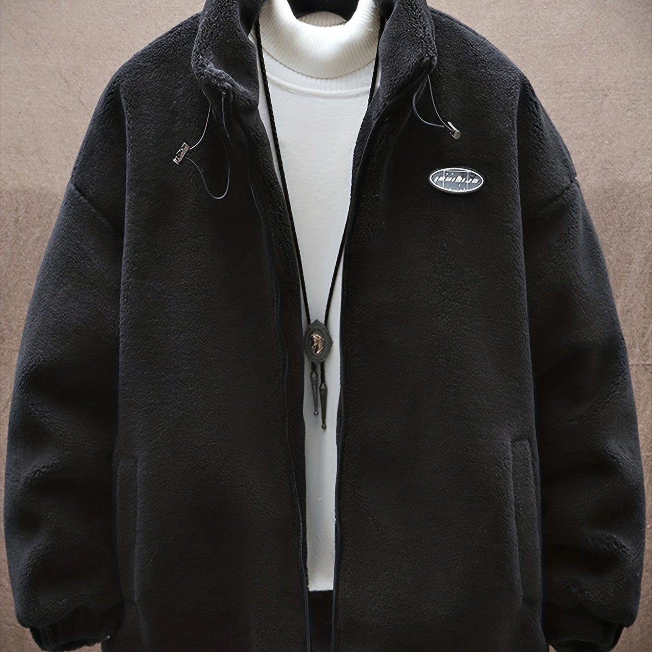 gbolsos Men's Fleece Stand Collar Jacket, Active Zip Up Coat For Fall Winter Outdoor