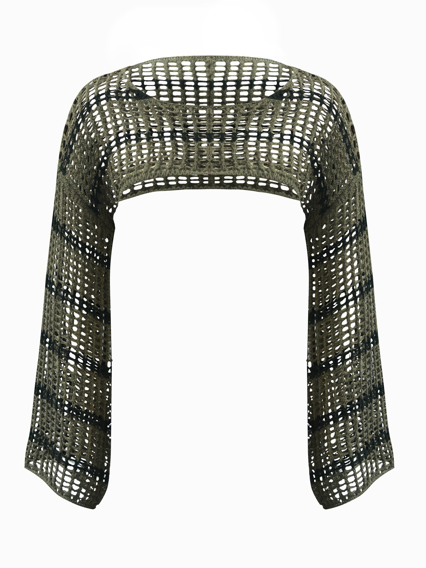 Y2K Hollow Out Crop Sweater, Long Sleeve Casual Sweater For Spring & Fall, Women's Clothing