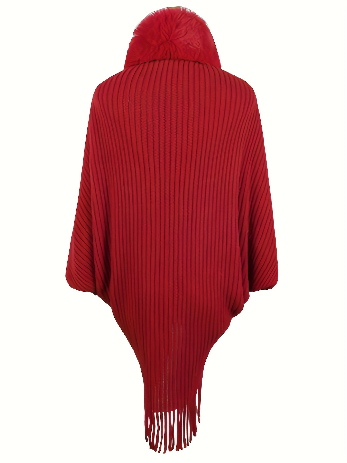 Tassel Cape Knit Sweater, Casual Open Front Solid Sweater, Women's Clothing