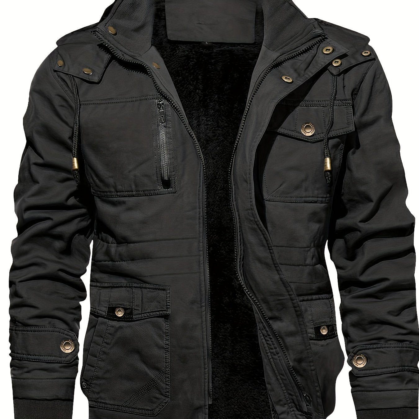 gbolsos Men's Hooded Military Tactical Jacket Windbreak Fleece Coat