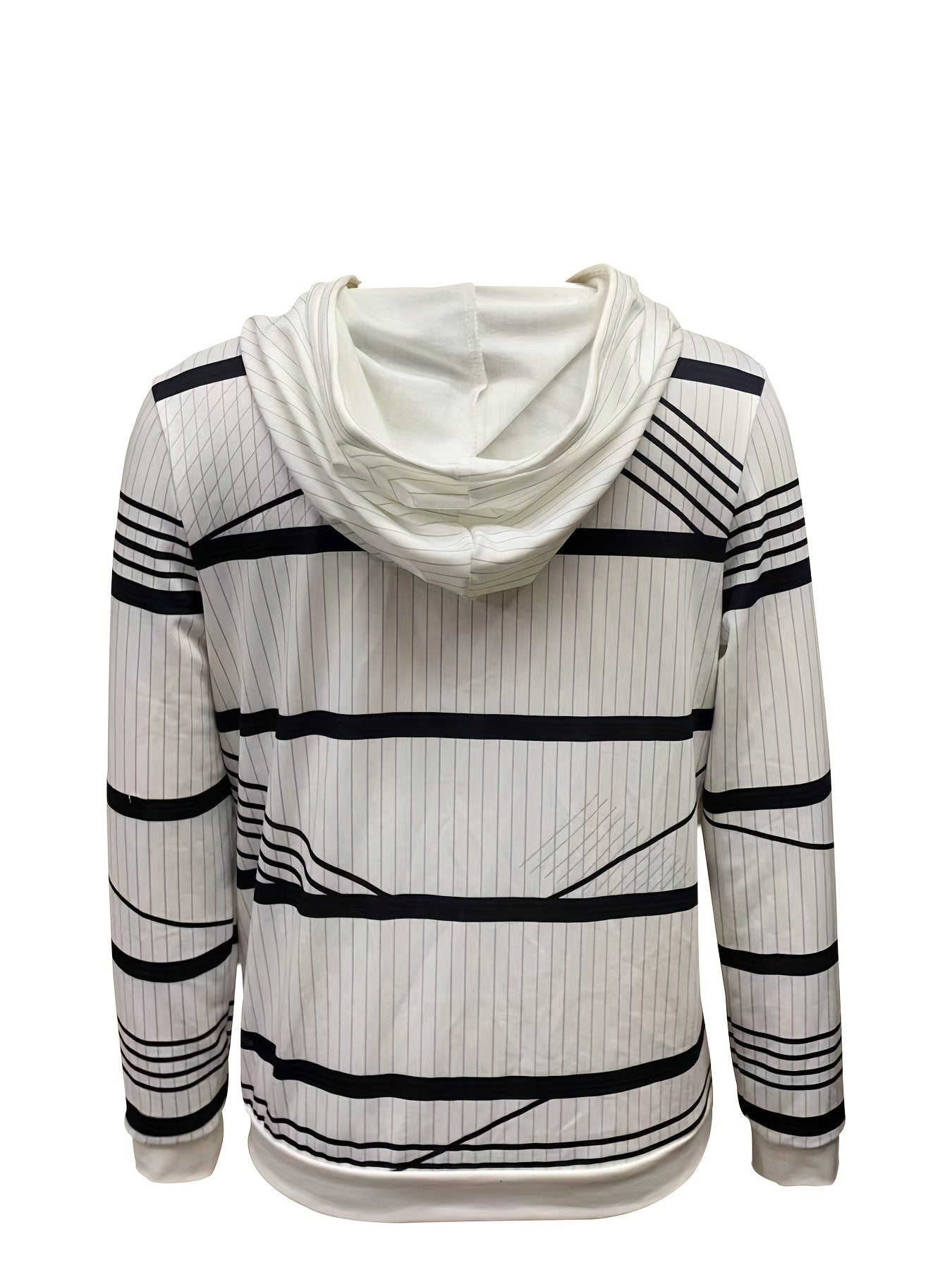 gbolsos Stripe Print Drawstring Hoodie, Casual Button Front Long Sleeve Hoodies, Women's Clothing