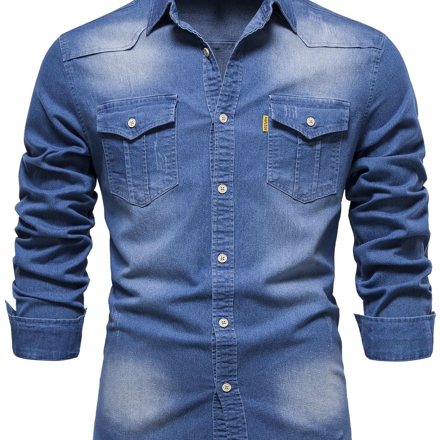 gbolsos Cotton Denim Shirt Men Long Sleeve Quality Cowboy Shirts For Men Casual Slim Fit Mens Designer Clothing