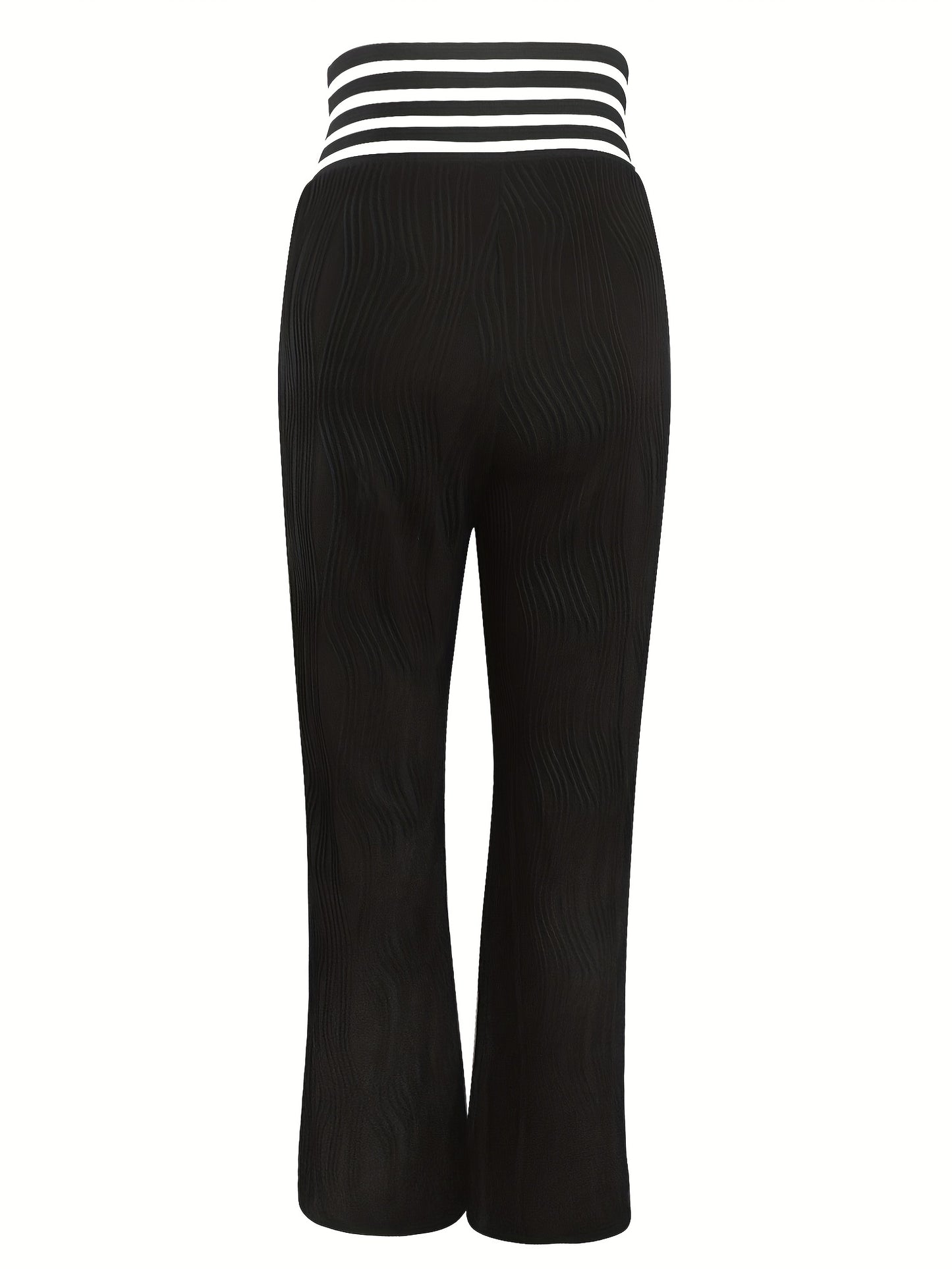 gbolsos Solid Color Cut Out Textured Pants, Casual High Waist Loose Pants, Women's Clothing