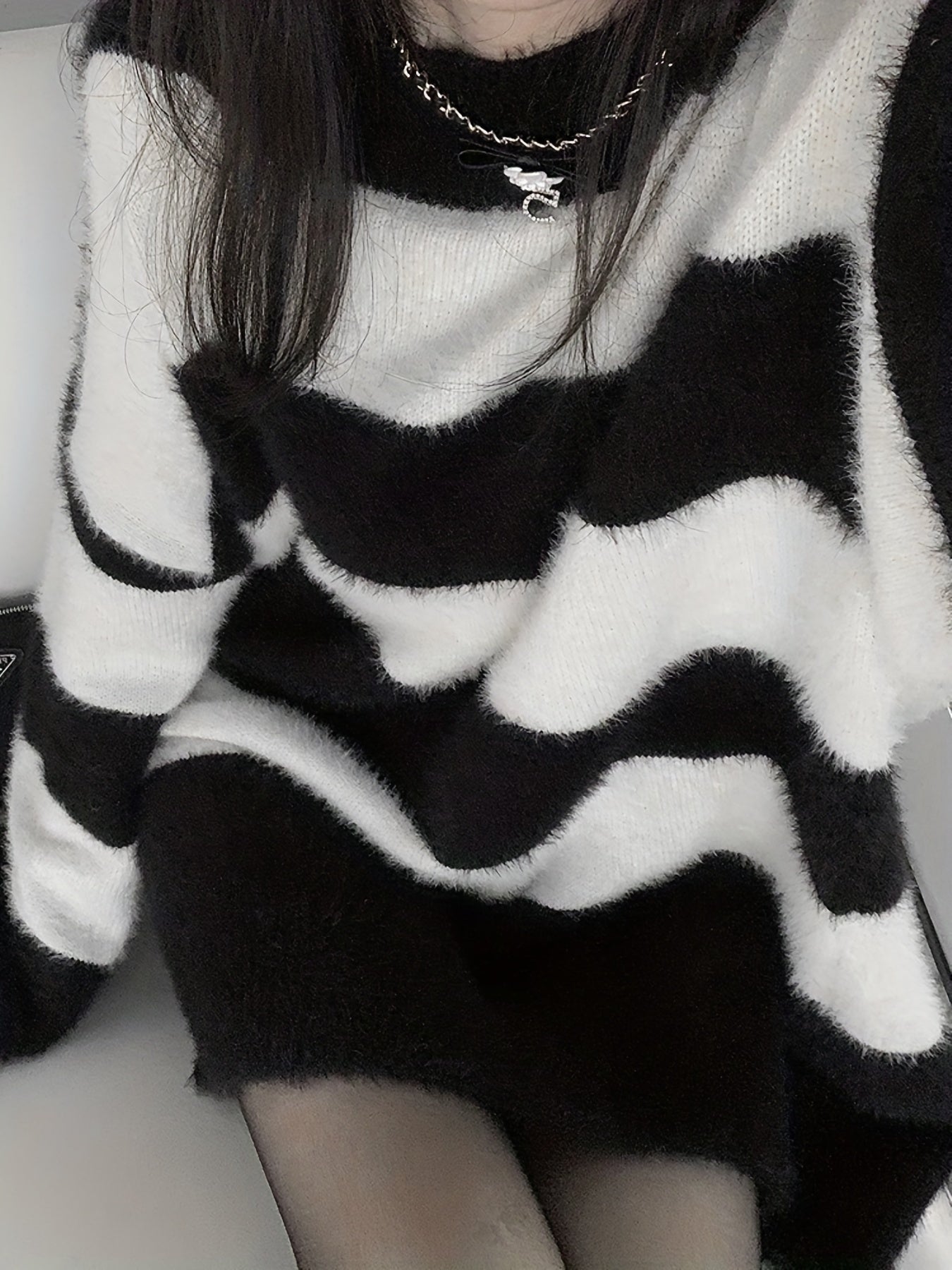 Color Block Striped Knit Sweater, Casual Crew Neck Long Sleeve Sweater For Spring & Fall, Women's Clothing