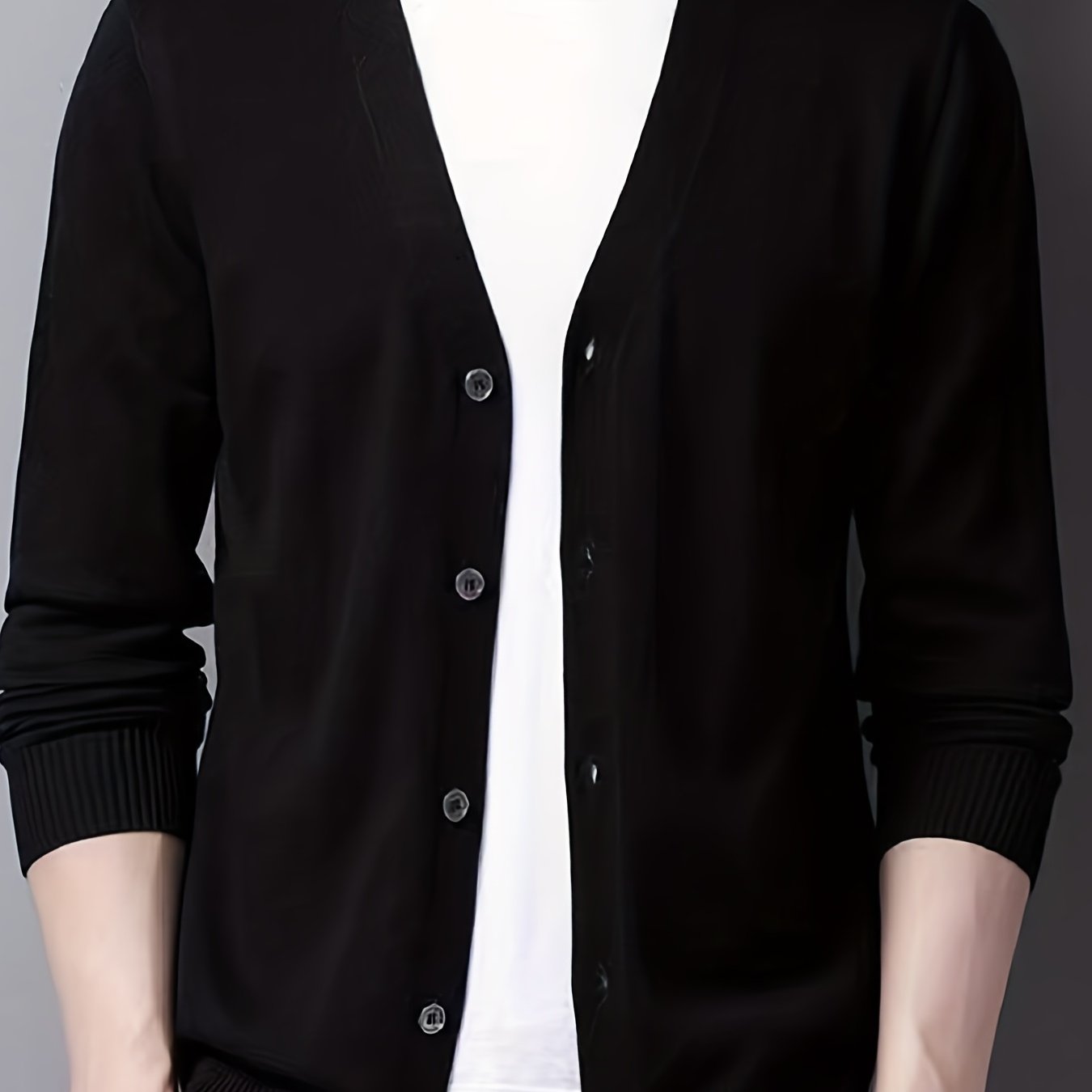 gbolsos Men's V-neck Casual Cardigan, Plain Thermal Regular Fit Knit Sweater For Spring Autumn