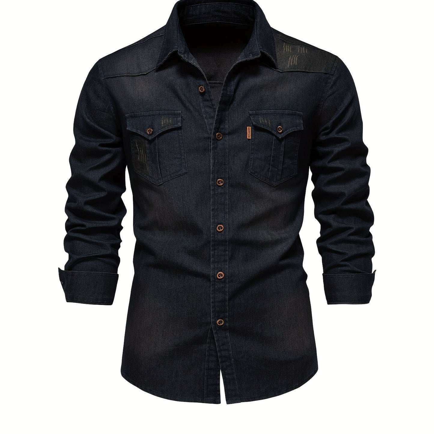 gbolsos Cotton Denim Shirt Men Long Sleeve Quality Cowboy Shirts For Men Casual Slim Fit Mens Designer Clothing