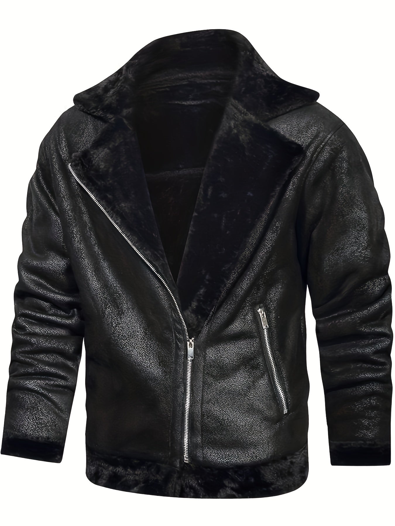 gbolsos Men's Pu Jacket, Chic Faux Leather Jacket For Fall Winter