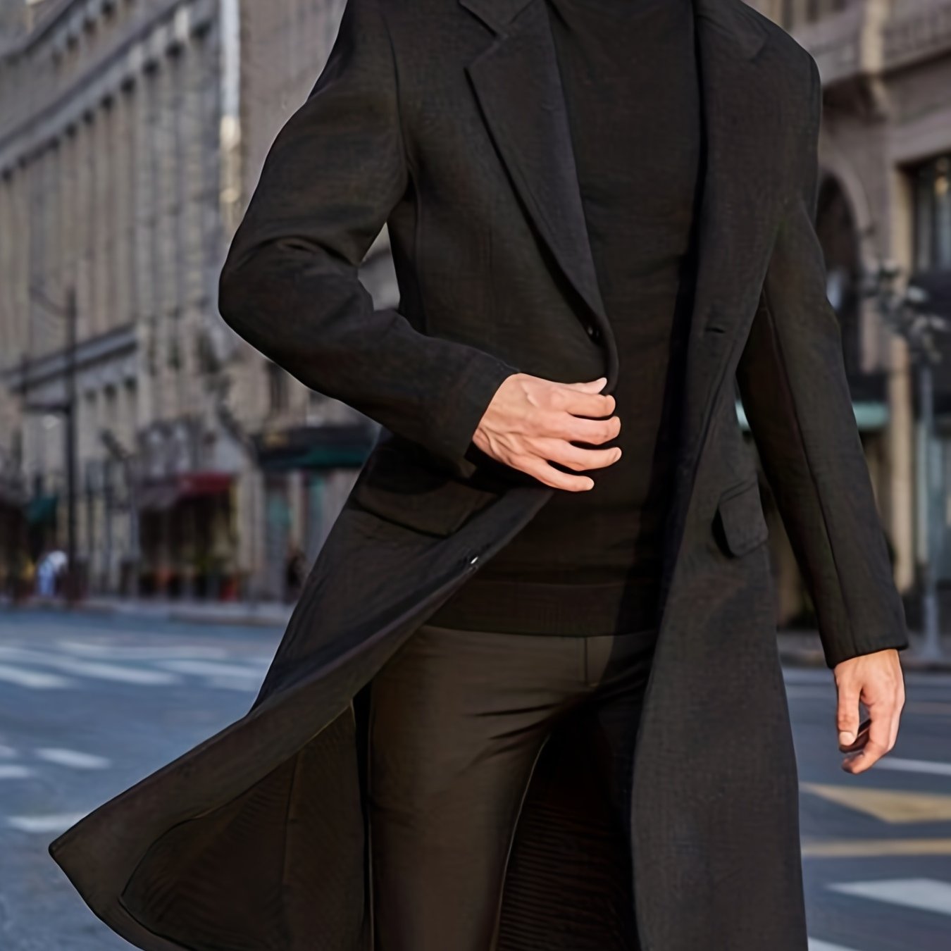 gbolsos Elegant Retro Trench Coat, Men's Semi-formal Single Breasted Lapel Overcoat For Fall Winter Business
