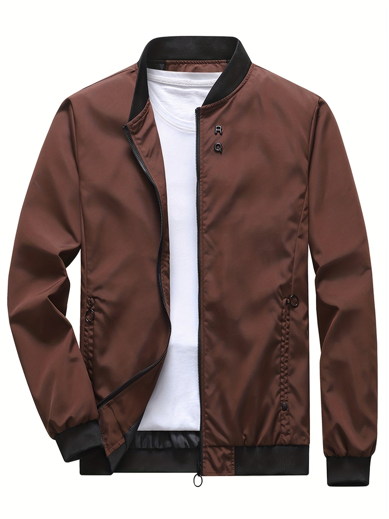 gbolsos Men's Fashion Baseball Collar Zipper Slim Varsity Jackets