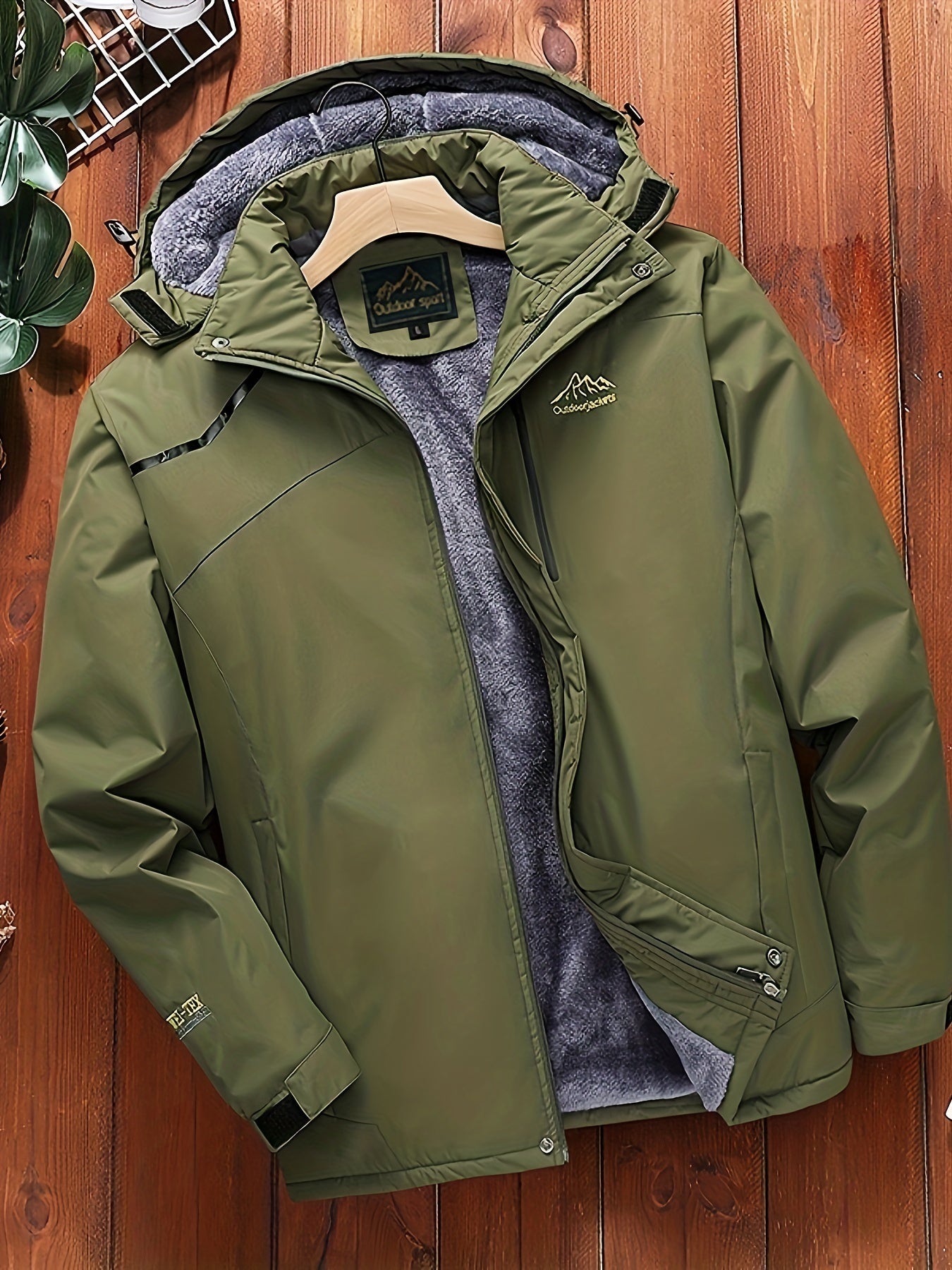 gbolsos Men's Fleece Zip Up Hooded Jacket, Casual Sports Trench Coat