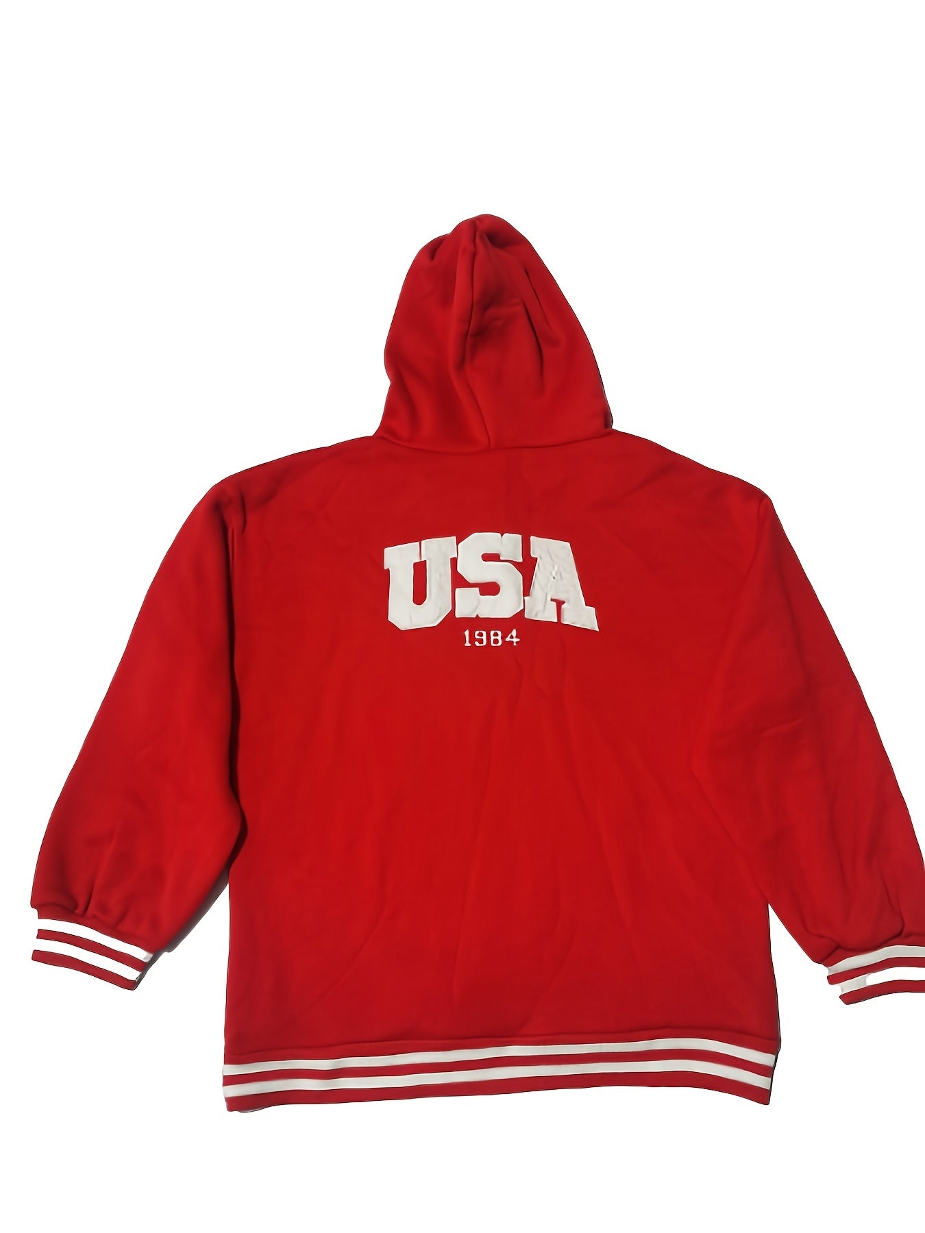 gbolsos USA Print Drawstring Hoodie, Casual Long Sleeve Oversized Hoodies Sweatshirt, Women's Clothing