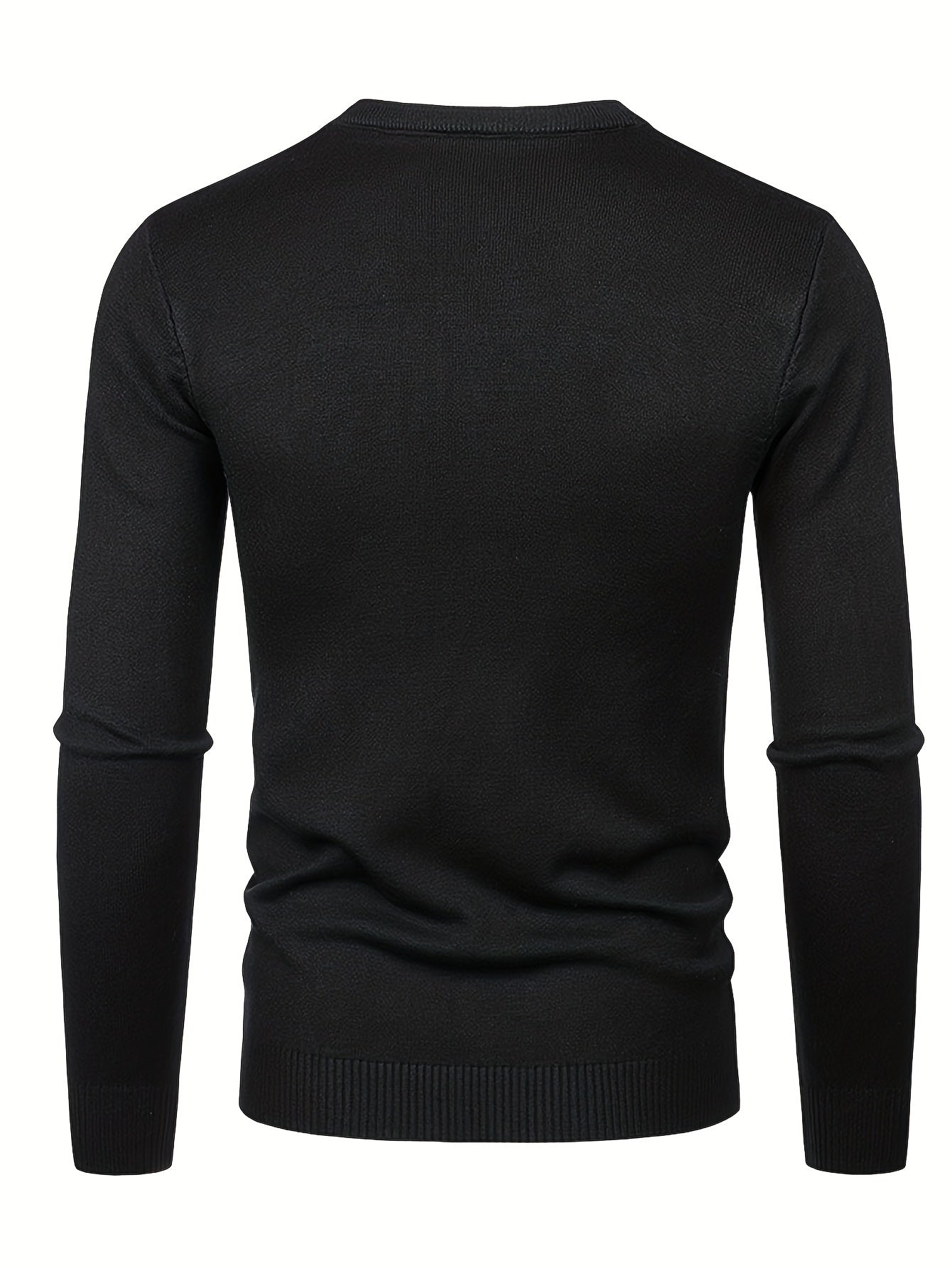 gbolsos All Match Knitted Sweater, Leopard Pattern Men's Casual Warm Mid Stretch Crew Neck Pullover Sweater For Men Fall Winter