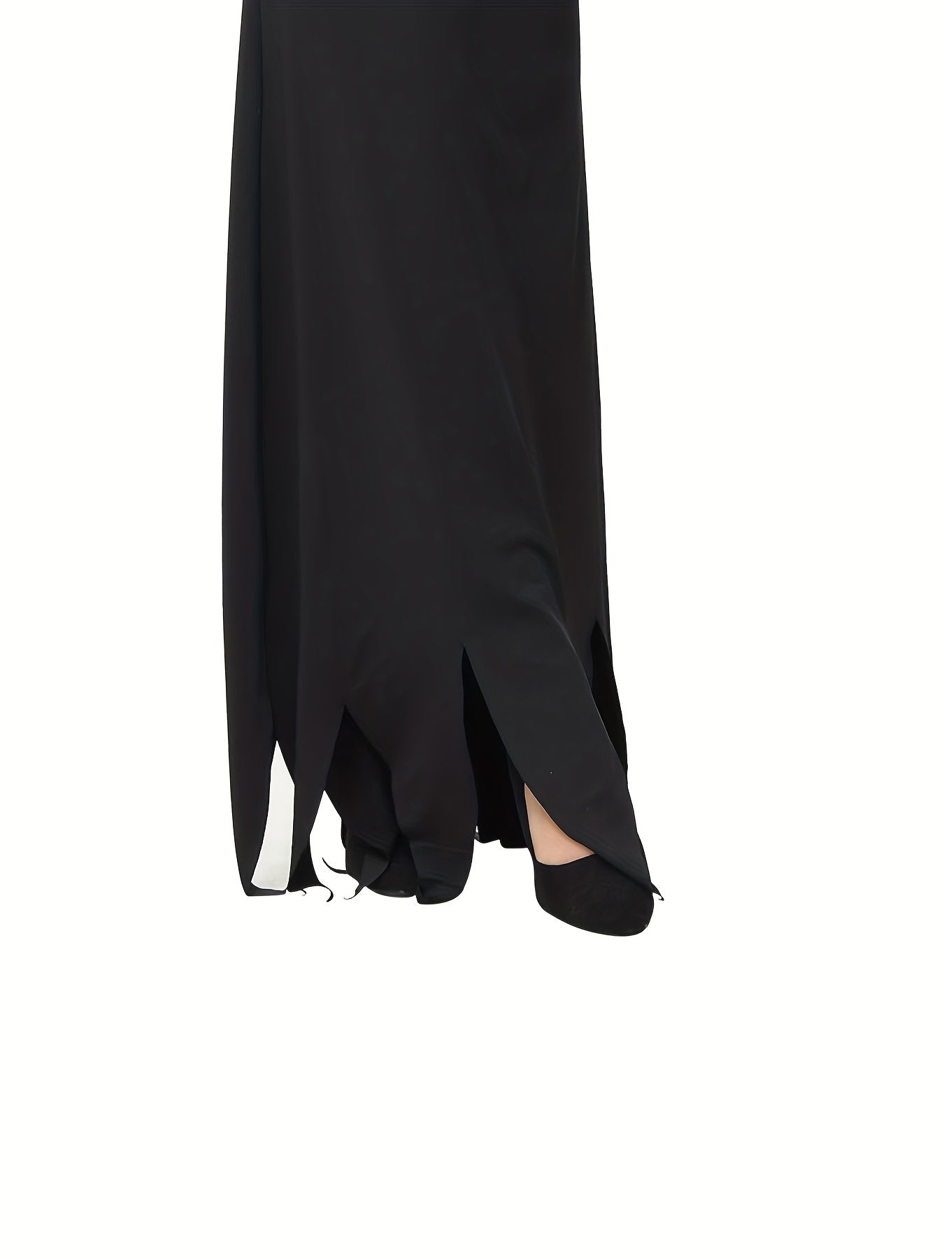 Halloween Style V-neck Split Dress, Elegant Bodycon Slim Maxi Length Dress, Halloween Witch Costume, Women's Clothing